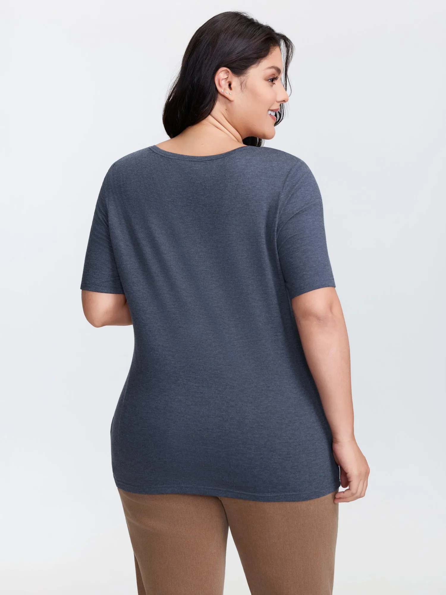 Supersoft Heather Cut-Out Neckline T-Shirt sold by Bloomchic product image thumbnail 4