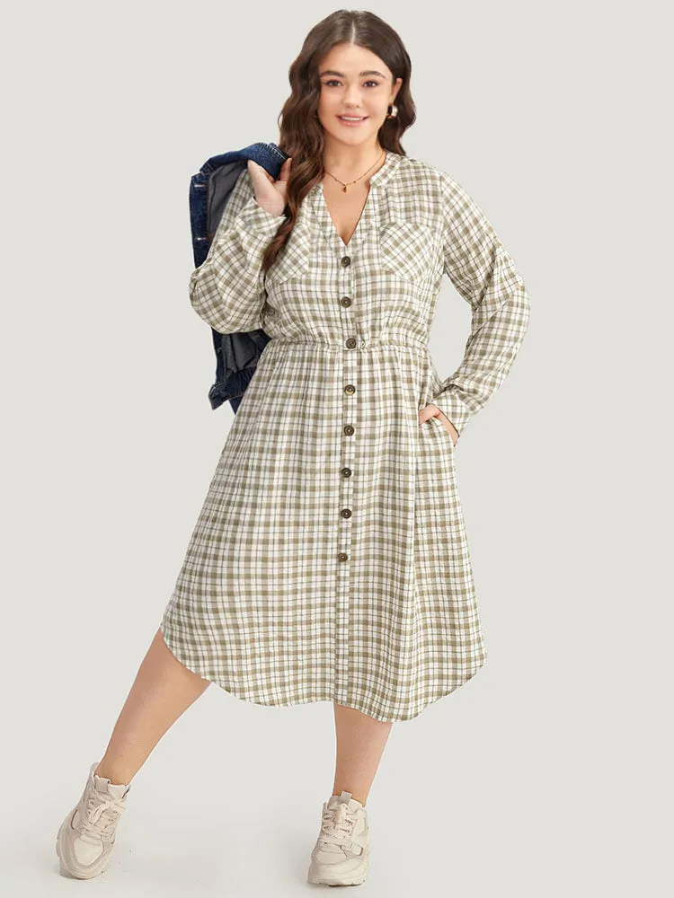 Gingham Button Through Arc Hem Dress sold by Bloomchic