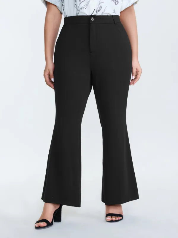 Stretchy Waist Crease Line Flared Pants made by Bloomchic