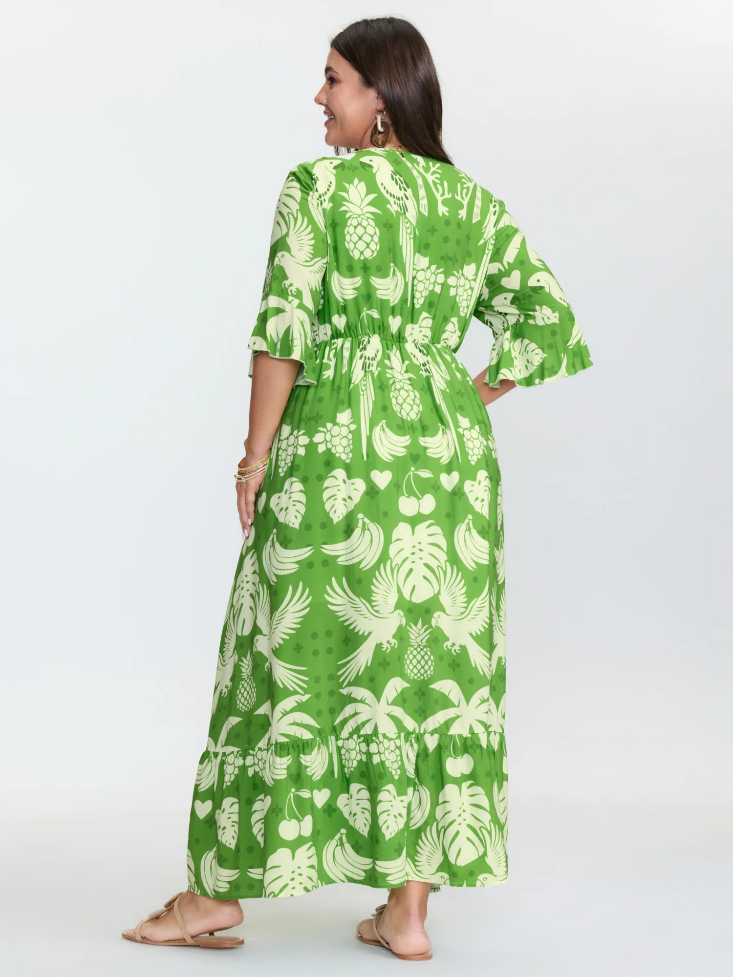 Breezy Tropical Print Waist Defining Maxi Dress sold by Bloomchic product image thumbnail 4