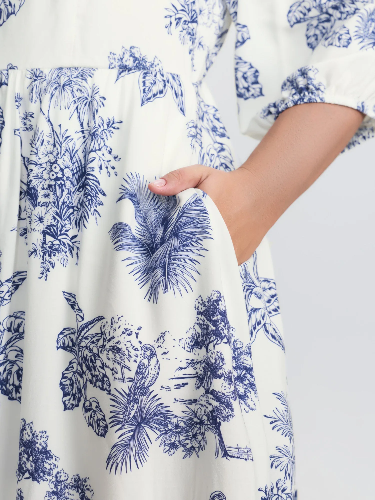 Rayon Gathered Lined Pockets Mini Dress sold by Bloomchic product image thumbnail 4