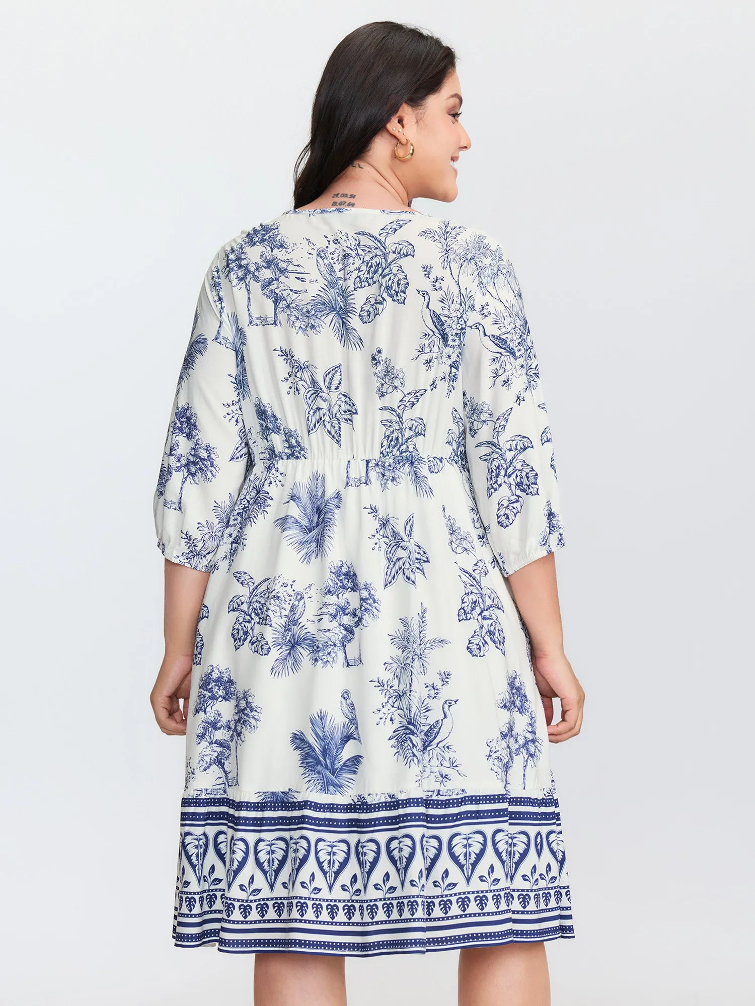 Rayon Gathered Lined Pockets Mini Dress sold by Bloomchic product image thumbnail 5