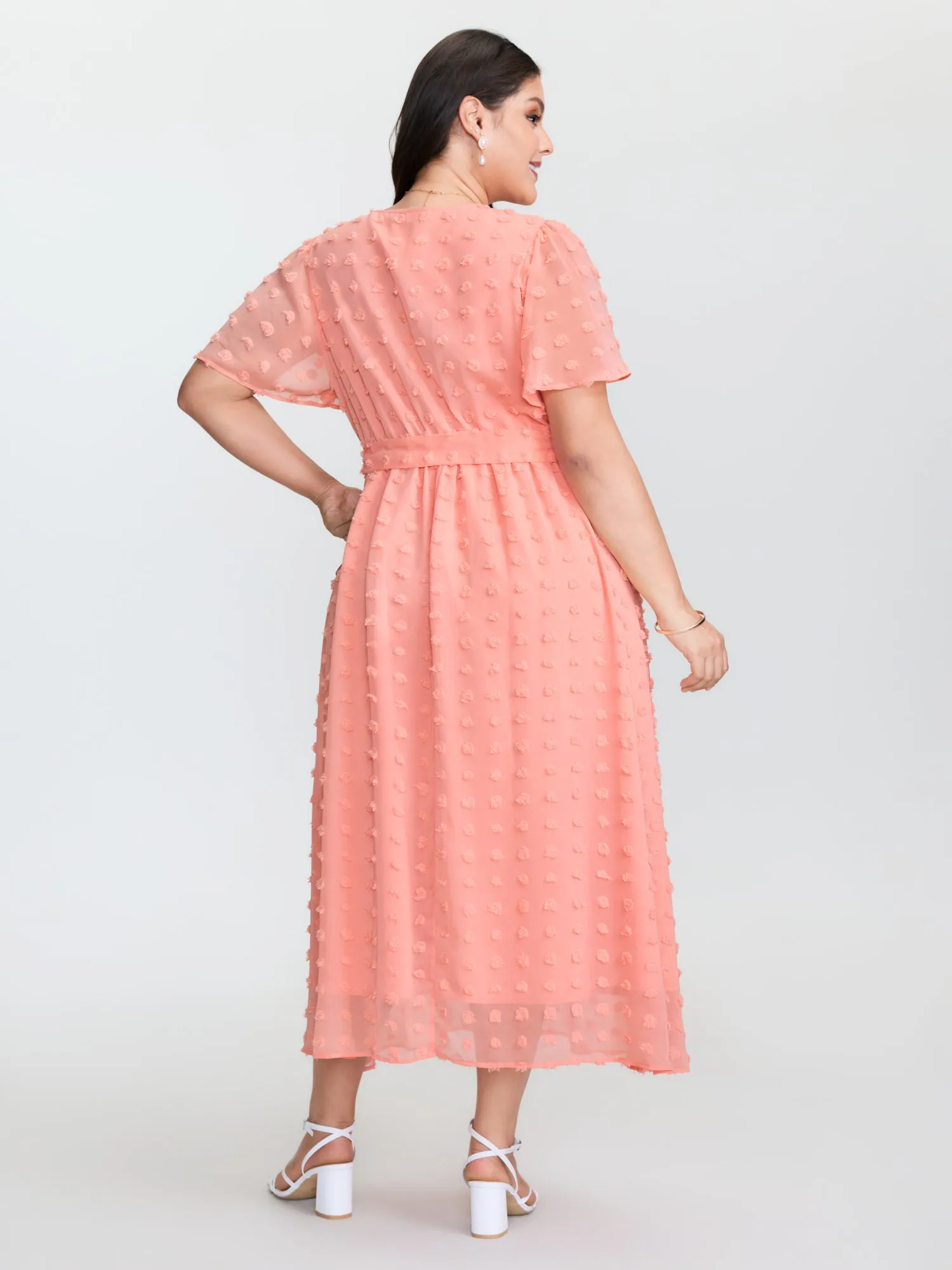 Stretchy Waistband Tie Wrap Neckline Maxi Dress sold by Bloomchic product image thumbnail 4