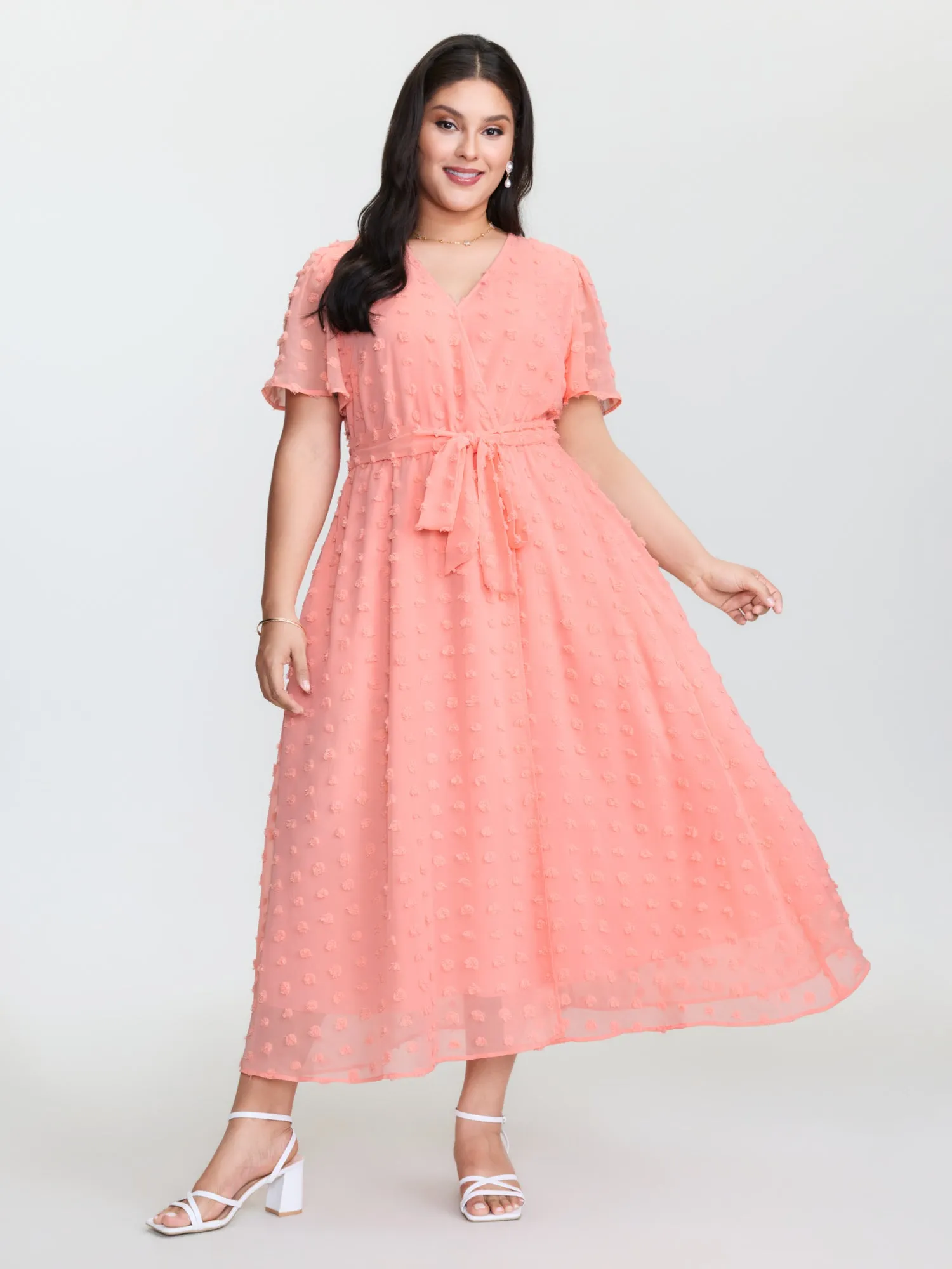 Stretchy Waistband Tie Wrap Neckline Maxi Dress sold by Bloomchic