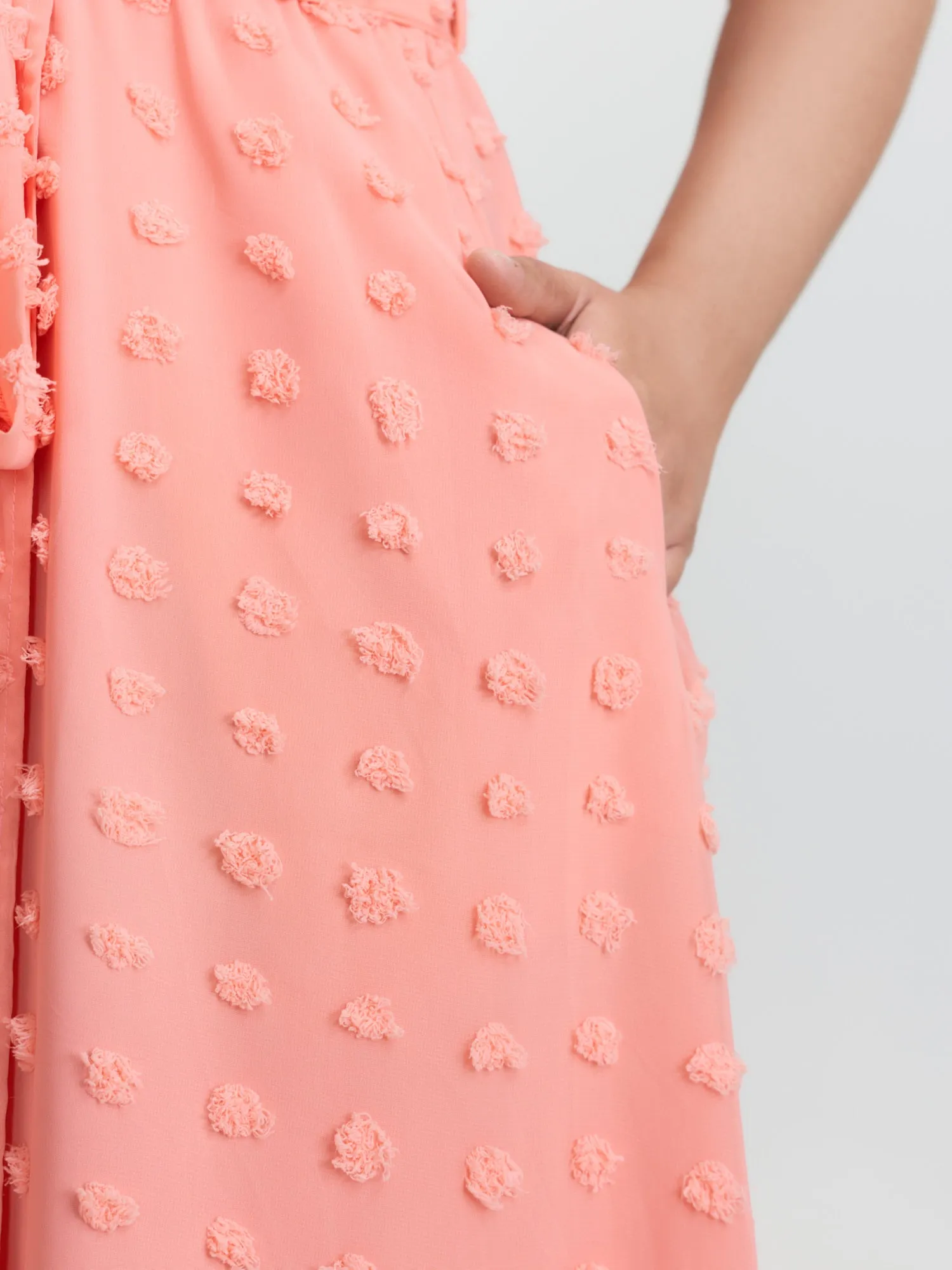 Stretchy Waistband Tie Wrap Neckline Maxi Dress sold by Bloomchic product image thumbnail 3