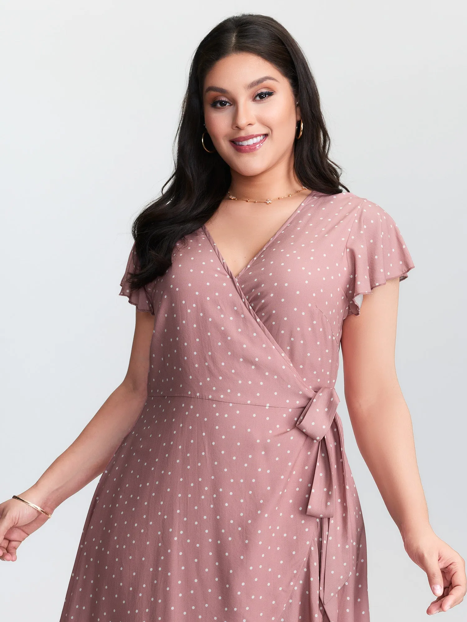 Polka Dot Ruffled Hem Waist Tie Midi Dress sold by Bloomchic product image thumbnail 2