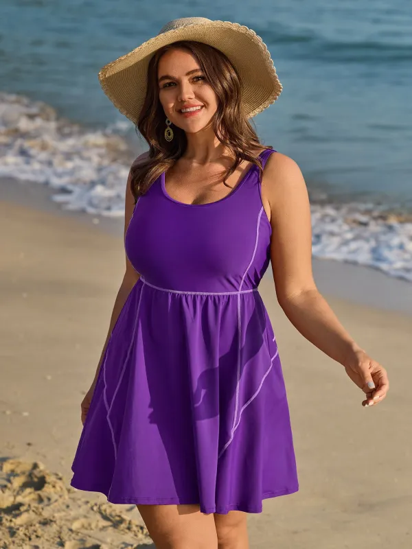 Anti-Float Ties Scoop Neck Swim Dress sold by Bloomchic