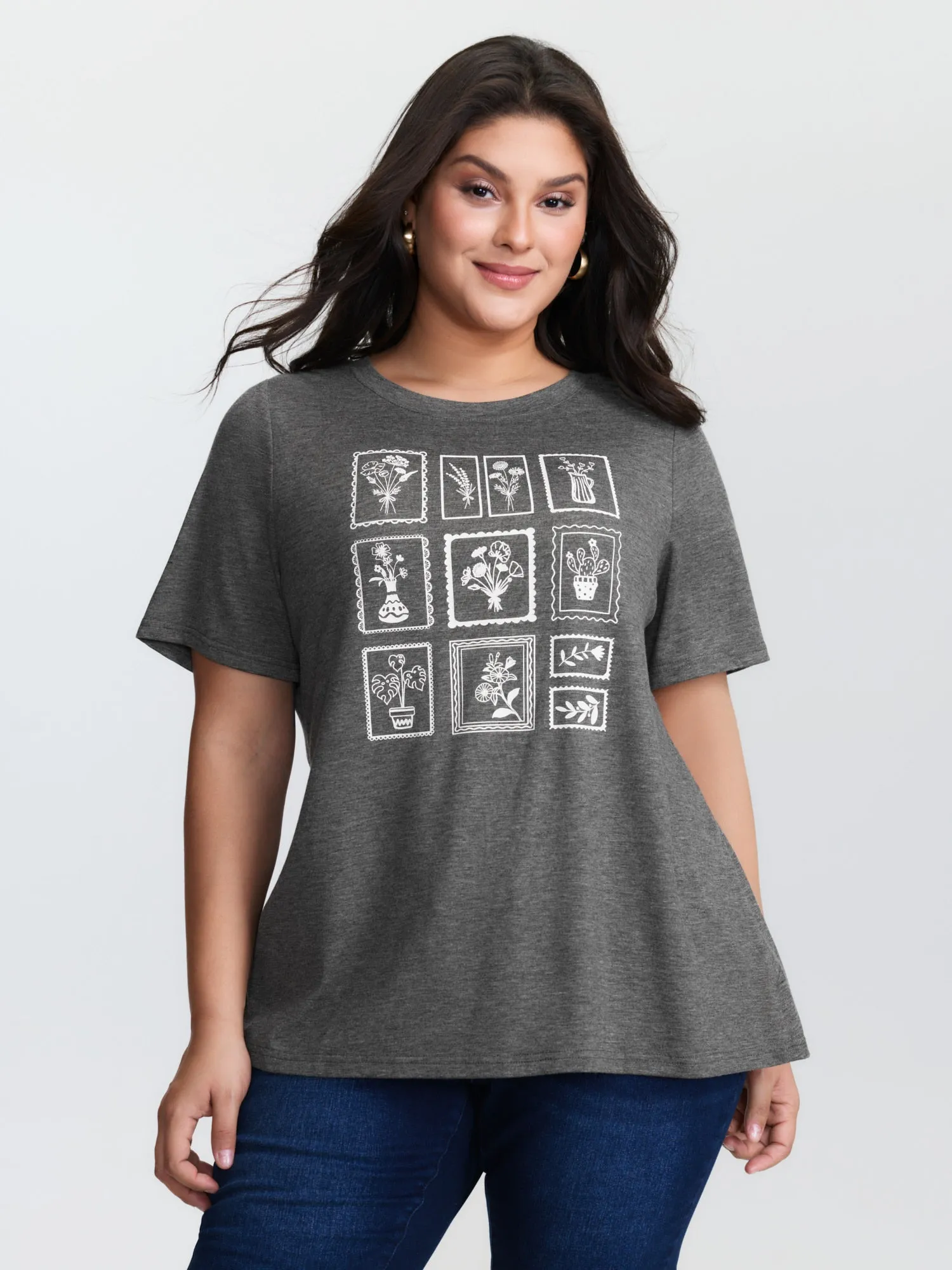 Supersoft Printed Collage Round Neck T-Shirt sold by Bloomchic