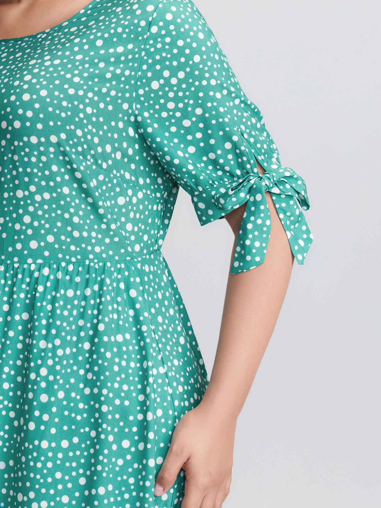 Polka Dot Sleeve Ties Midi Dress sold by Bloomchic product image thumbnail 5