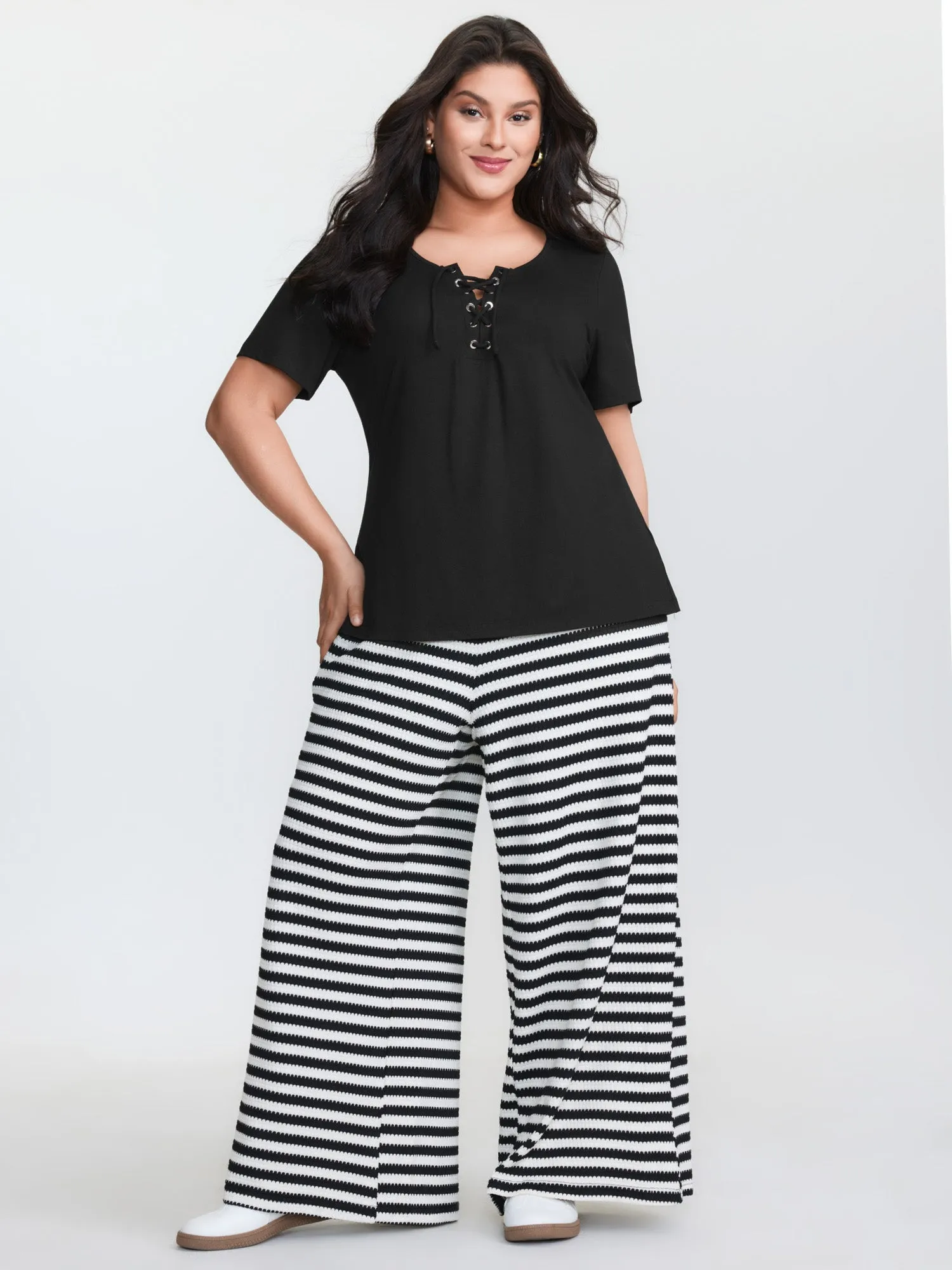 Cross Tie Neckline Plain T-Shirt sold by Bloomchic product image thumbnail 3