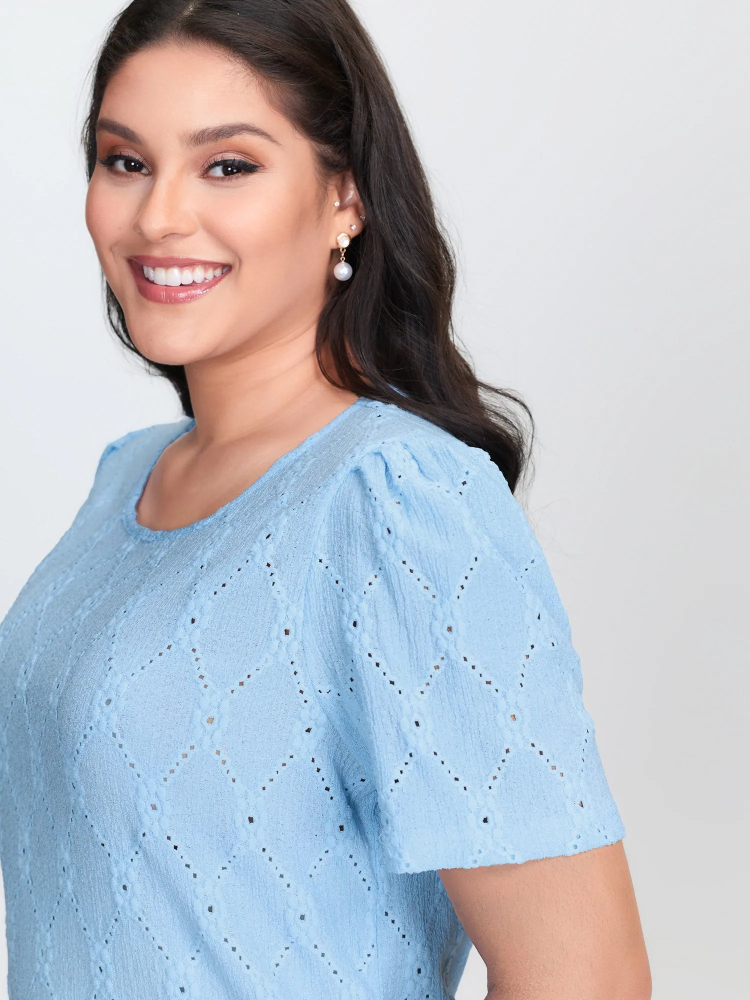 Textured Cut Out Plain T-Shirt sold by Bloomchic product image thumbnail 2