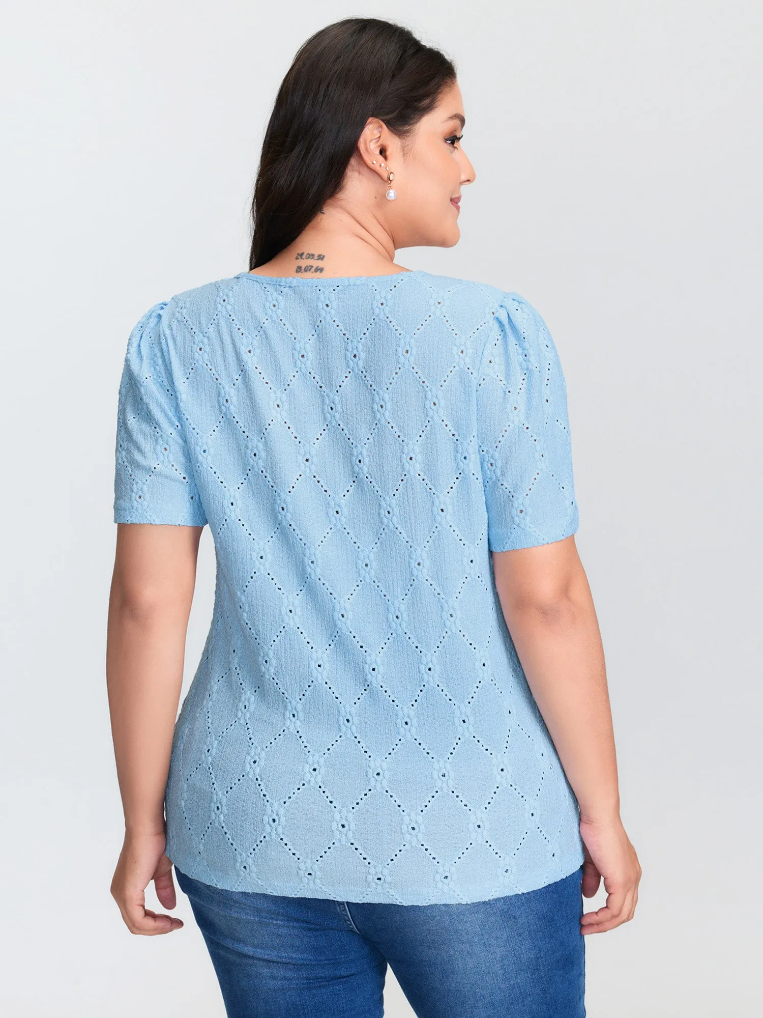 Textured Cut Out Plain T-Shirt sold by Bloomchic product image thumbnail 4
