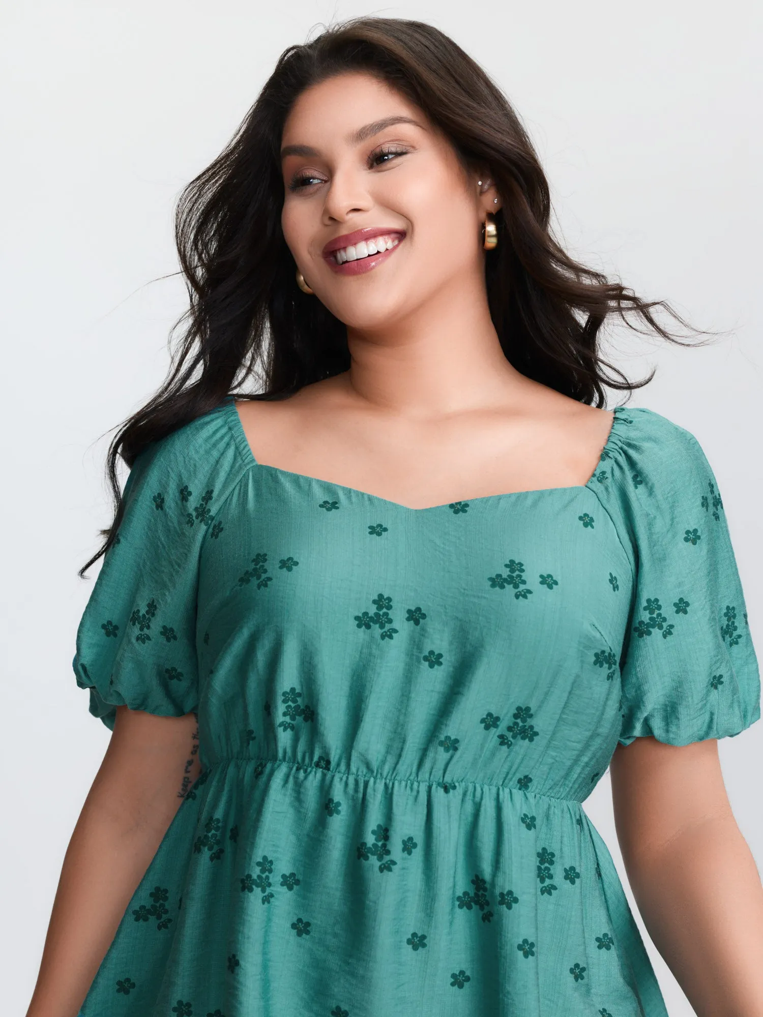Floral Print Sweetheart Neckline Rayon Blouse sold by Bloomchic product image thumbnail 2