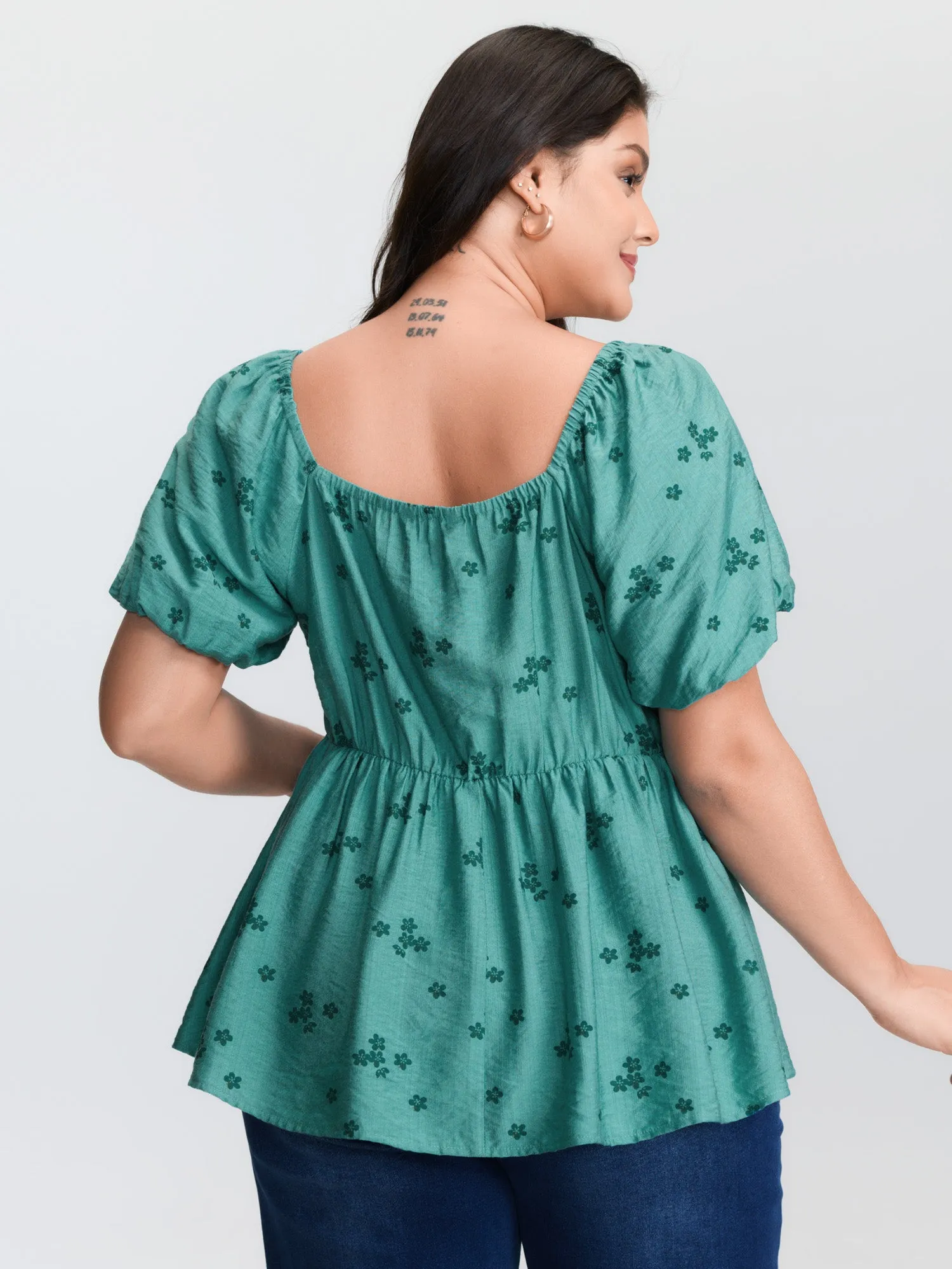 Floral Print Sweetheart Neckline Rayon Blouse sold by Bloomchic product image thumbnail 4