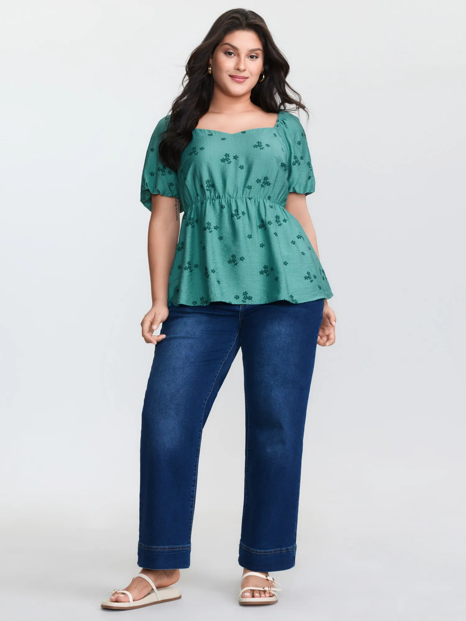 Floral Print Sweetheart Neckline Rayon Blouse sold by Bloomchic product image thumbnail 3