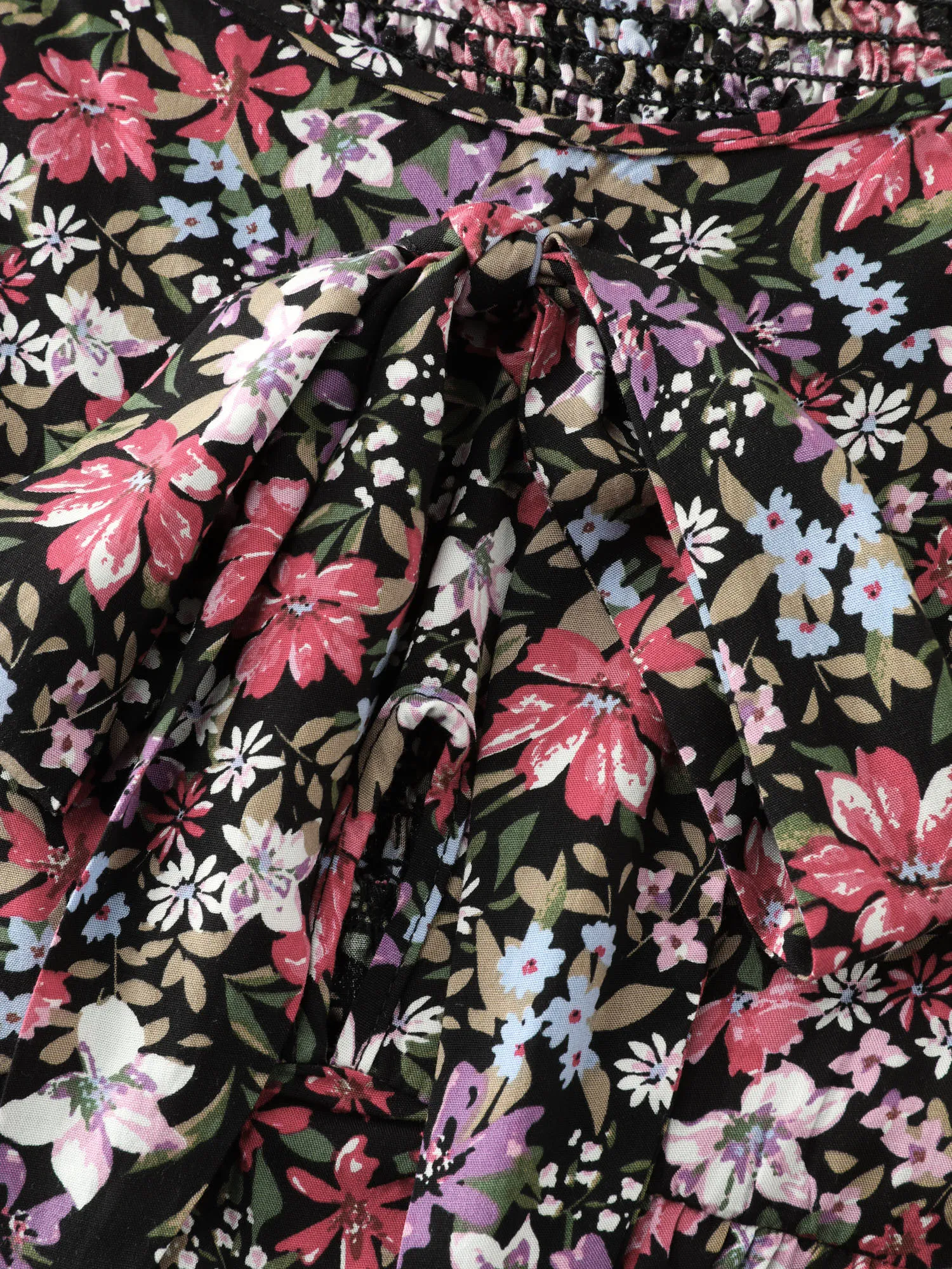 Floral Print Bow Tie Cinched Waist Tank Top sold by Bloomchic product image thumbnail 5