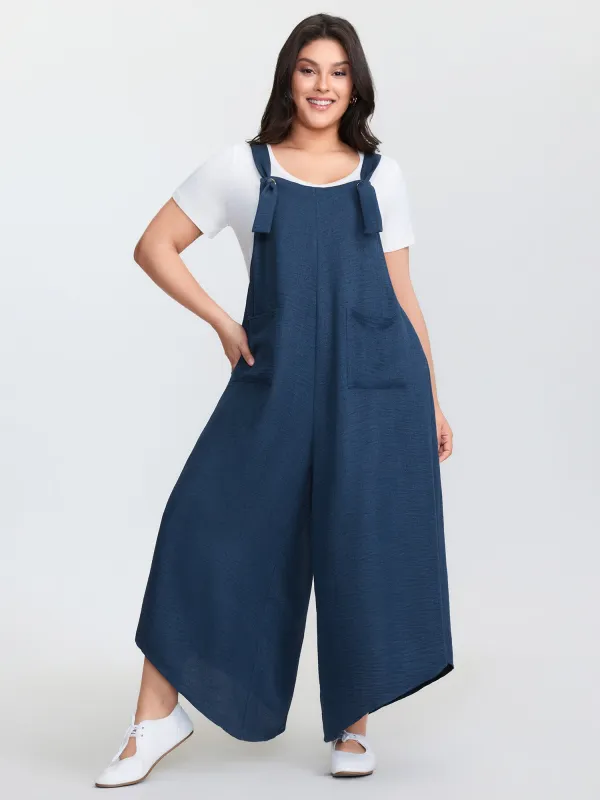 Adjustable Curvy Hem Pockets Overall Jumpsuit made by Bloomchic