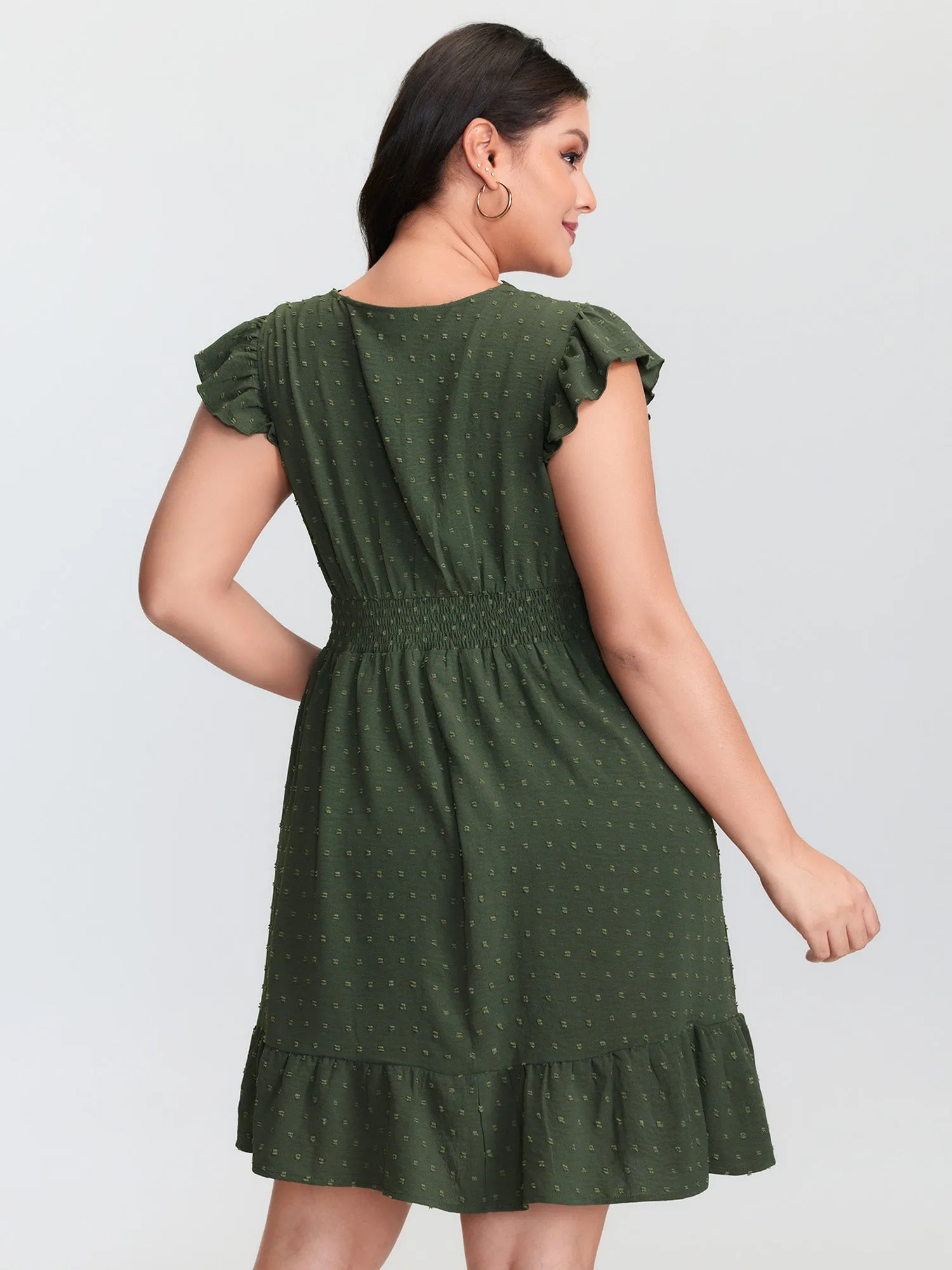 Textured Polka Dots Lace Trim Mini Dress sold by Bloomchic product image thumbnail 5