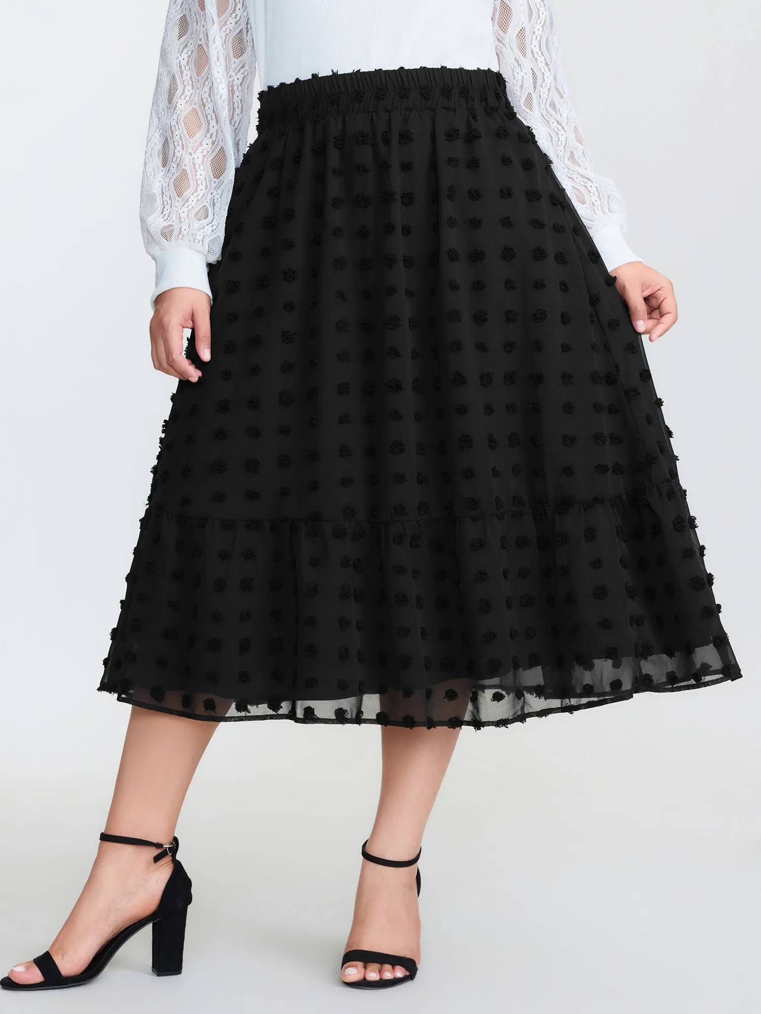 Chiffon Textured Stretchy Waist Maxi Skirt sold by Bloomchic