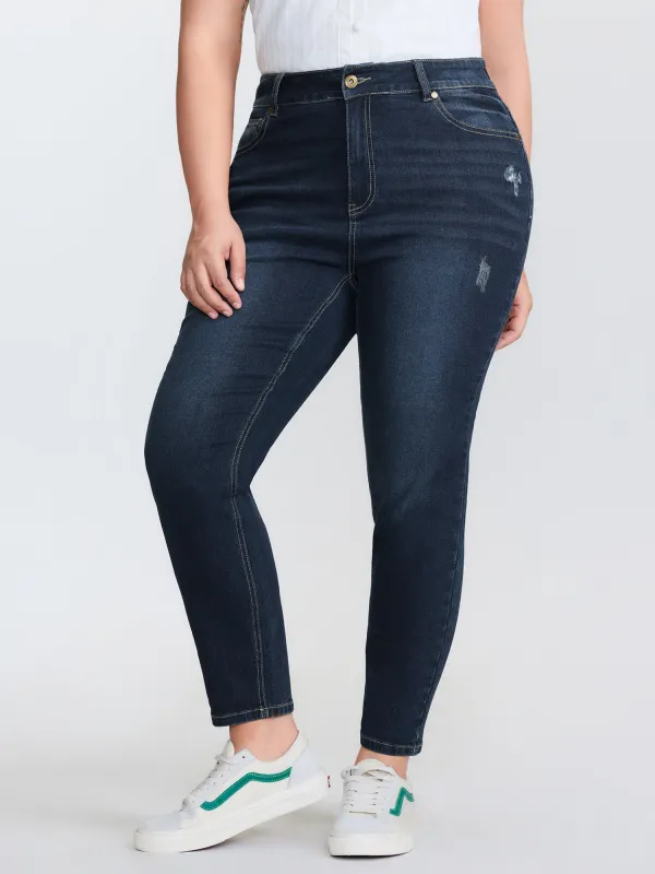 Stretchy Mid-Rise Skinny Fit Jeans made by Bloomchic
