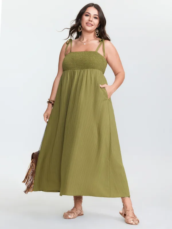 Shirred Bodice Shoulder Ties Maxi Dress sold by Bloomchic