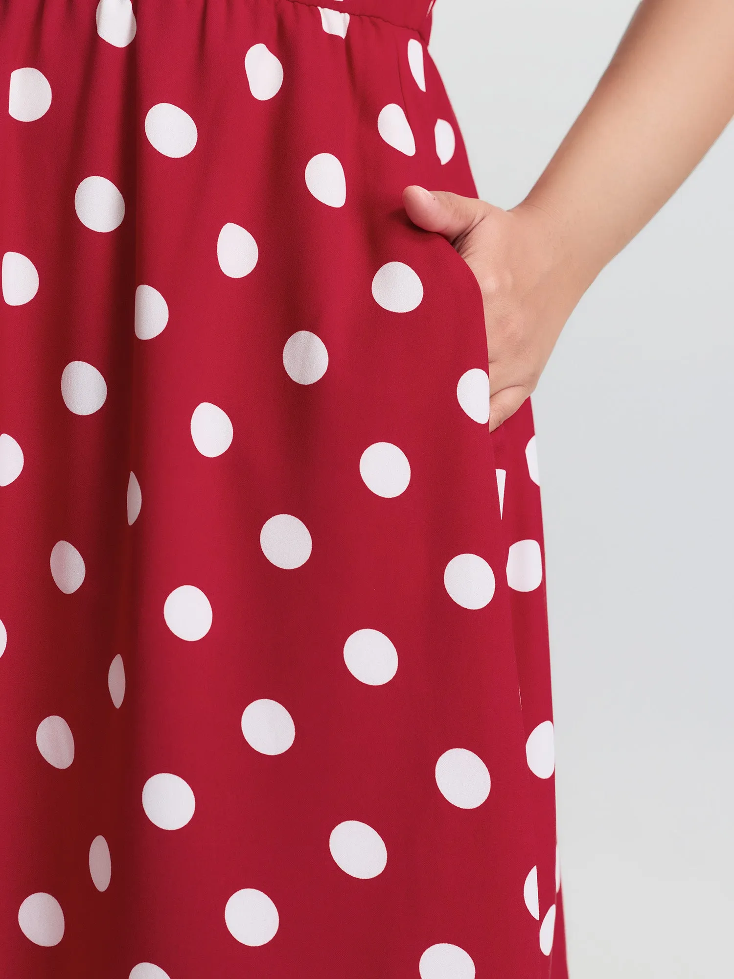 Polka Dots Shirred Cinched Waist Midi Dress sold by Bloomchic product image thumbnail 4