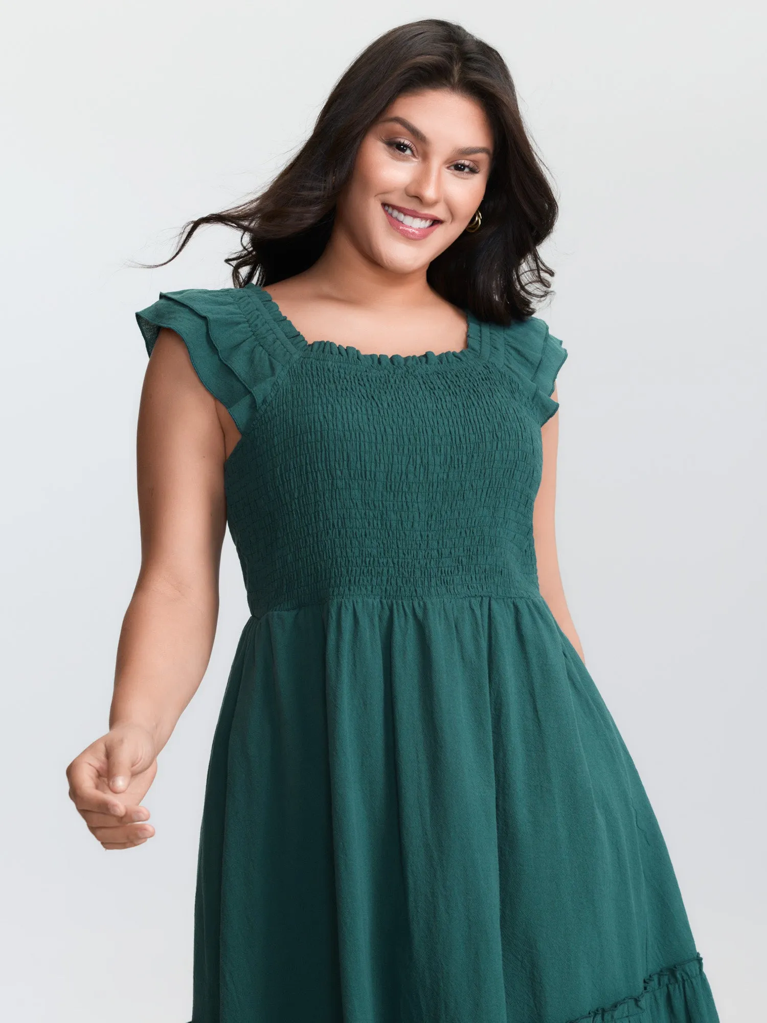 Pure Cotton Shirred Bodice Midi Dress sold by Bloomchic product image thumbnail 3