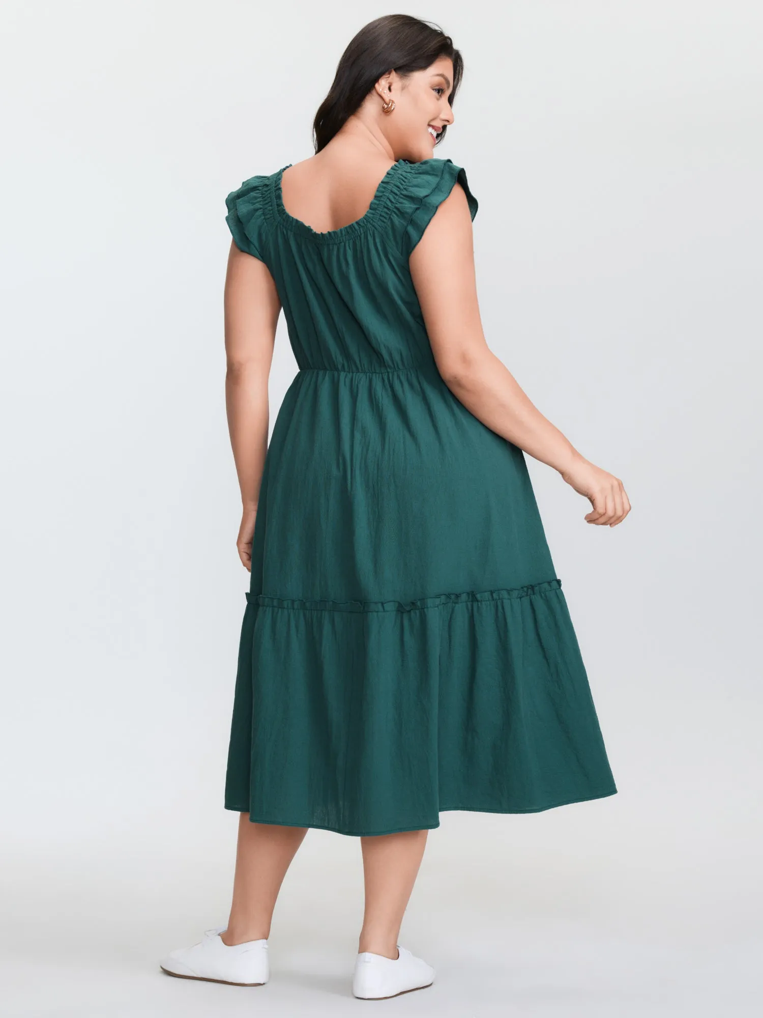 Pure Cotton Shirred Bodice Midi Dress sold by Bloomchic product image thumbnail 5