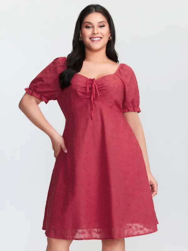 Cotton Embroidered Adjustable Drawstring Bodice Midi Dress sold by Bloomchic