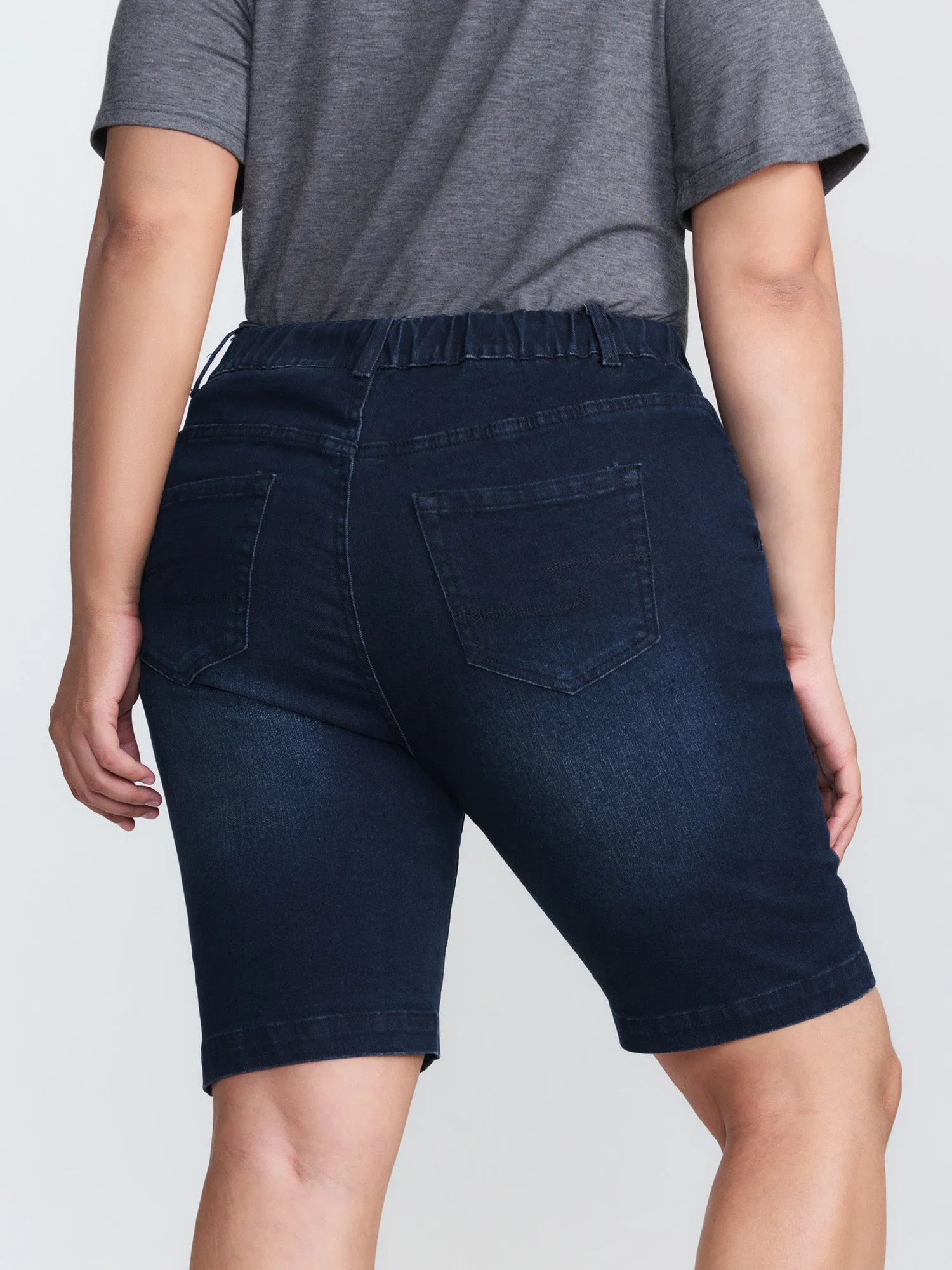 Elastic Waistline Drawstring Skinny-Fit Denim Shorts sold by Bloomchic product image thumbnail 5