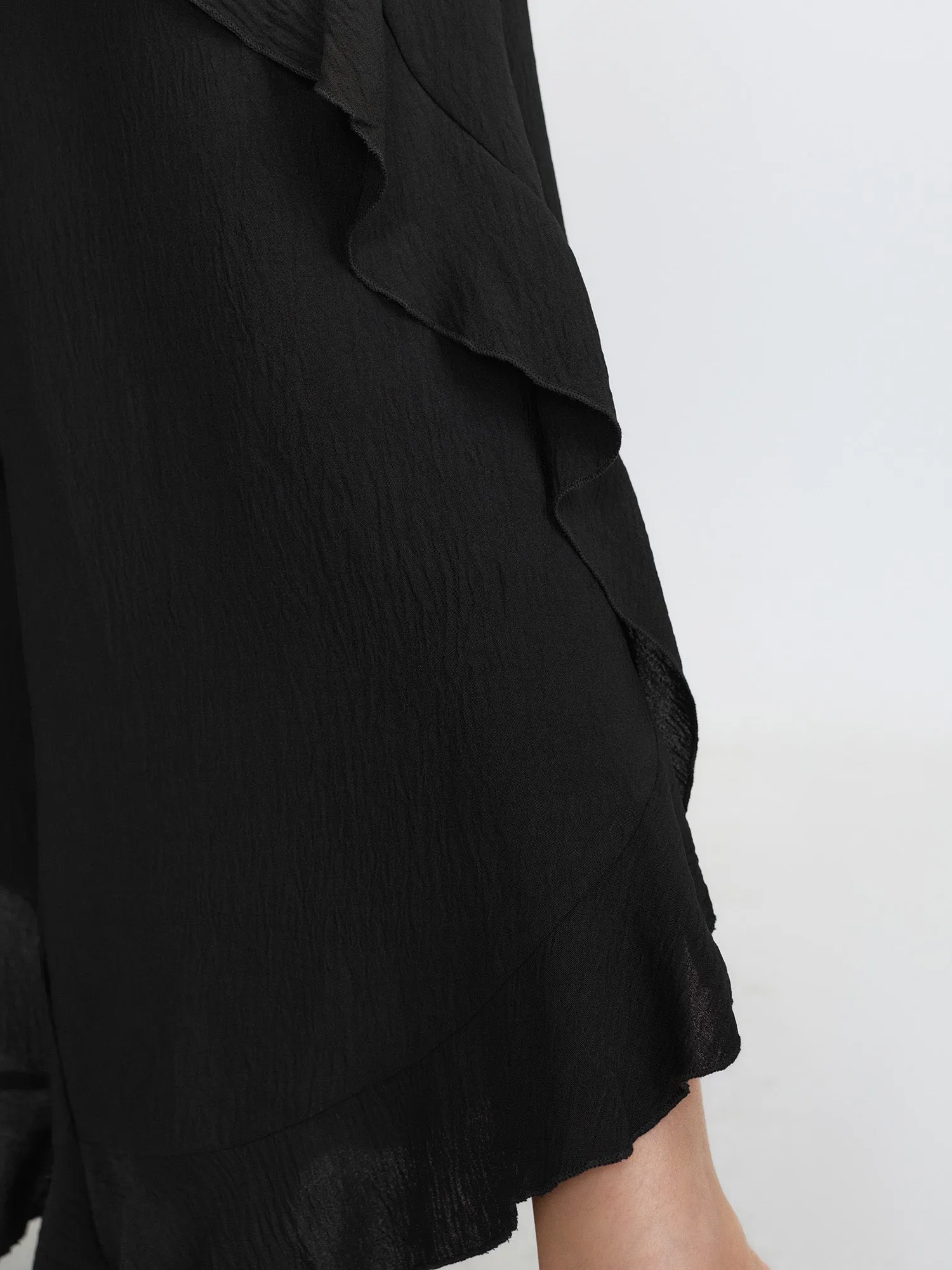 Stretchy Ruffled Trim Wide-Leg Pants sold by Bloomchic product image thumbnail 5