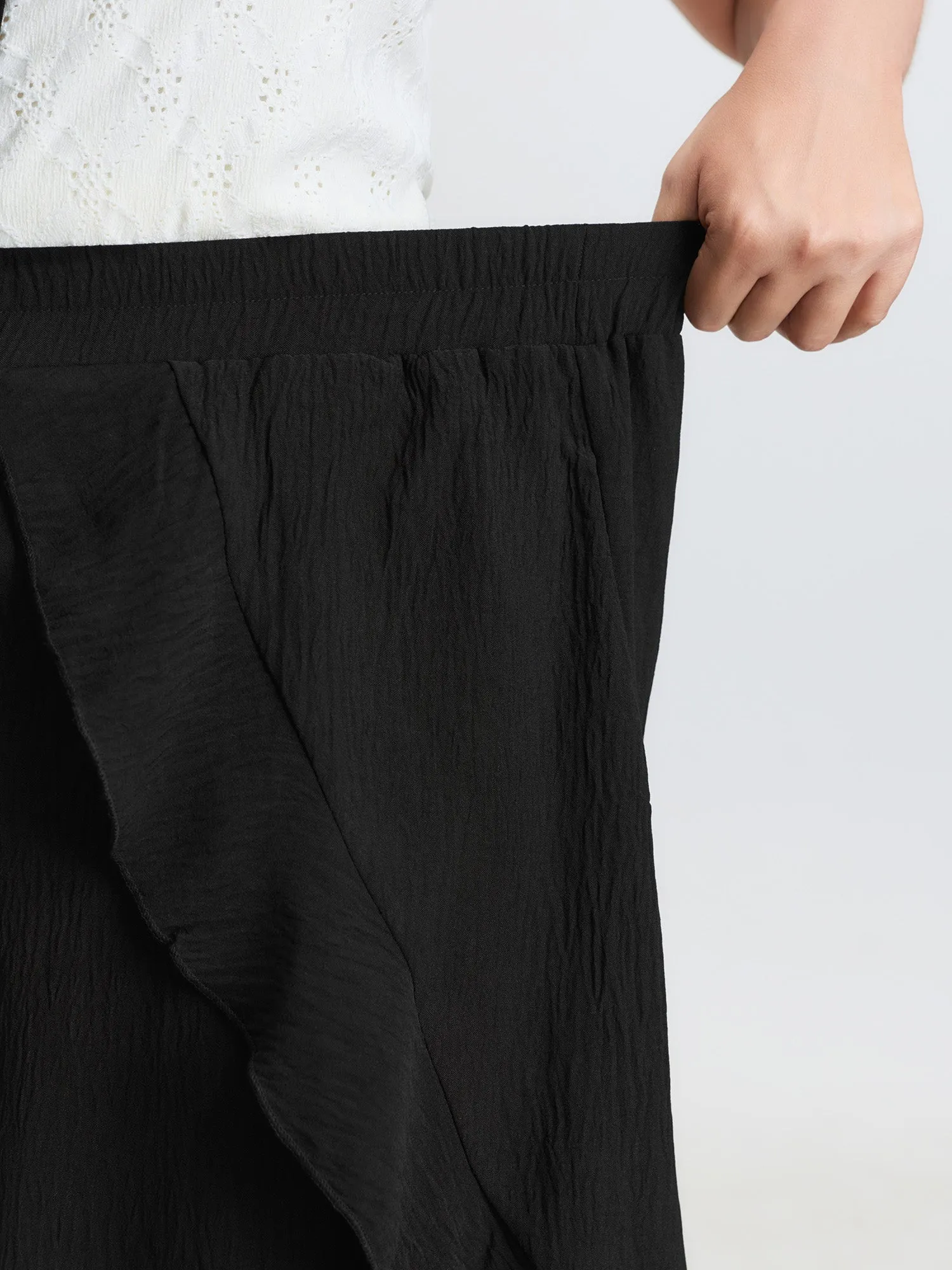 Stretchy Ruffled Trim Wide-Leg Pants sold by Bloomchic product image thumbnail 4