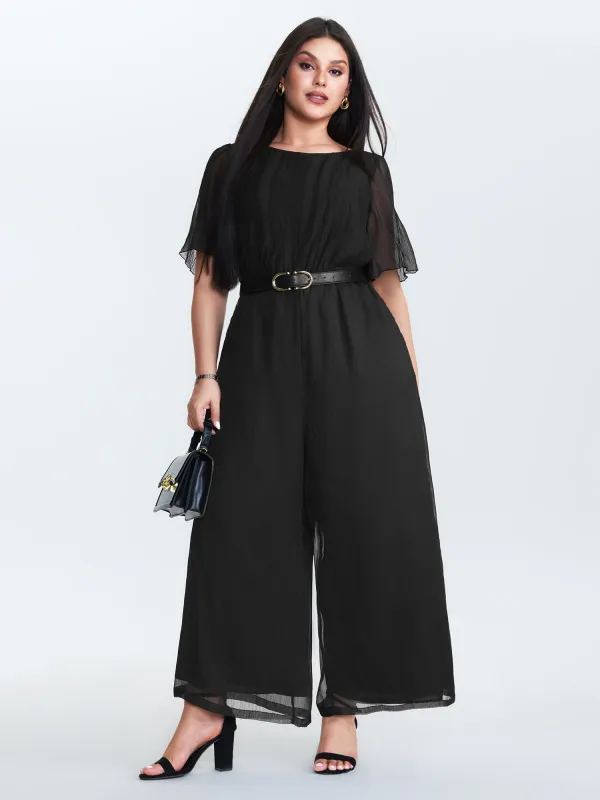 Sheer Textured Flowy Jumpsuit made by Bloomchic