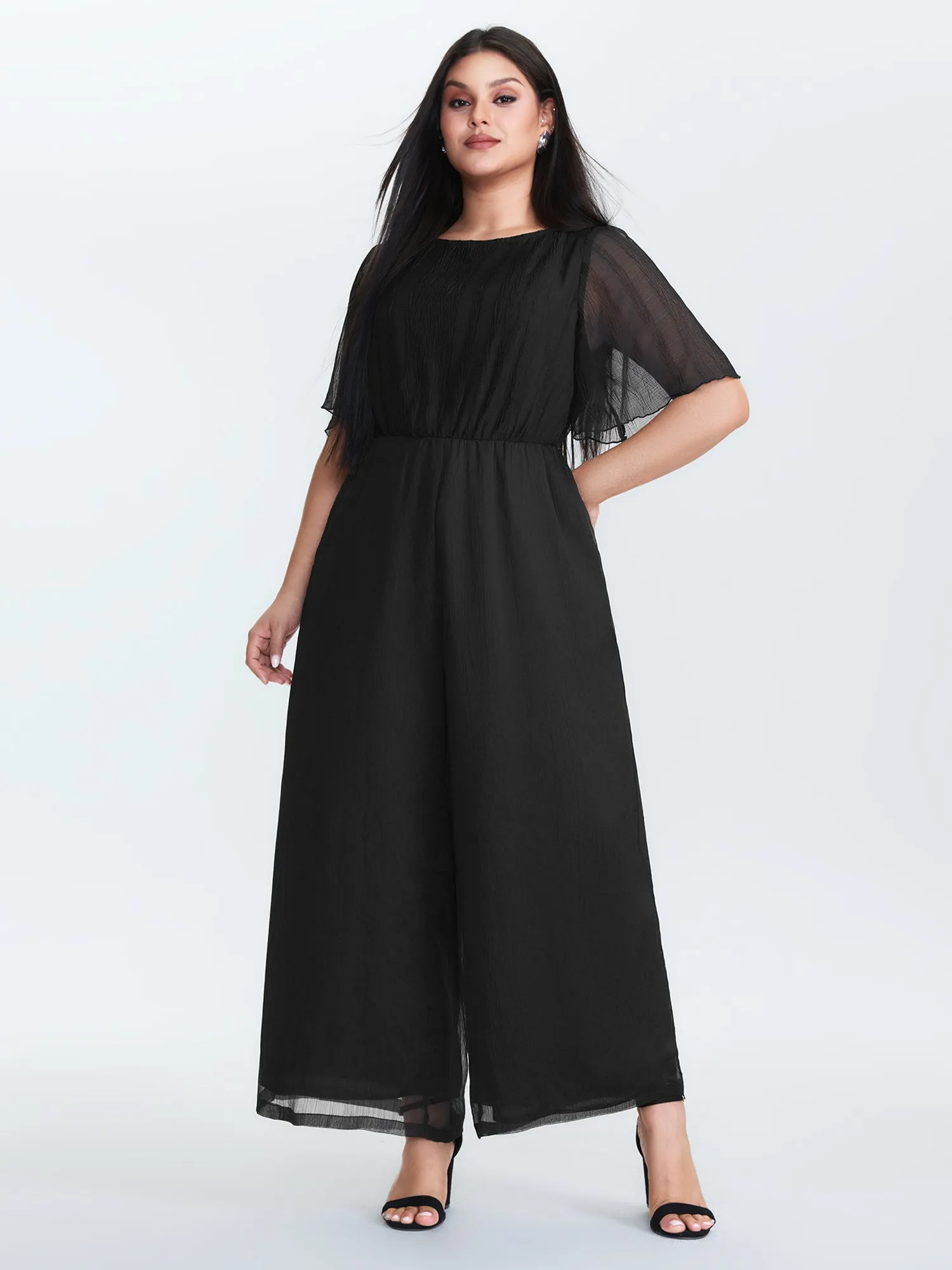 Sheer Textured Flowy Jumpsuit sold by Bloomchic product image thumbnail 3