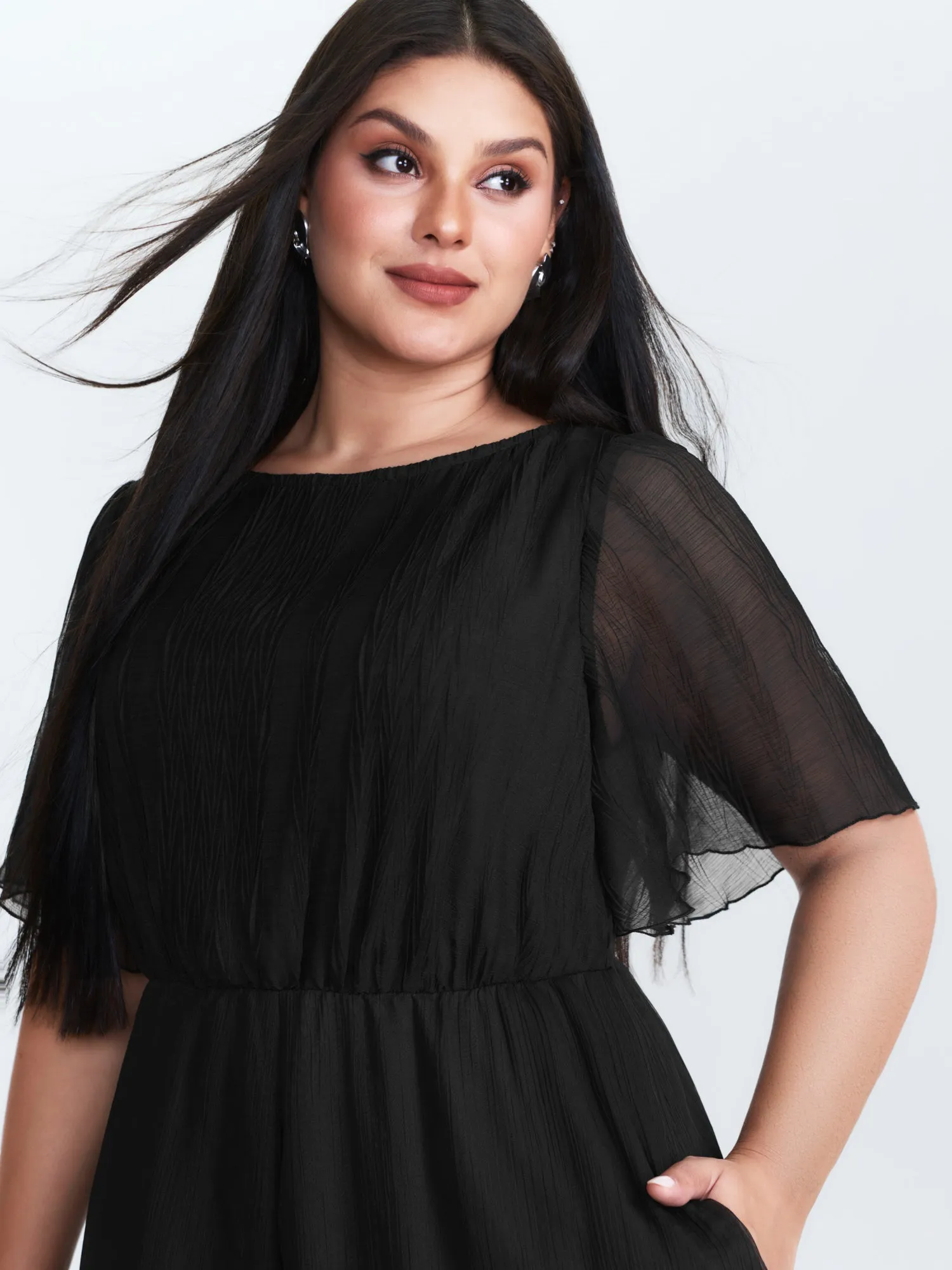 Sheer Textured Flowy Jumpsuit sold by Bloomchic product image thumbnail 2