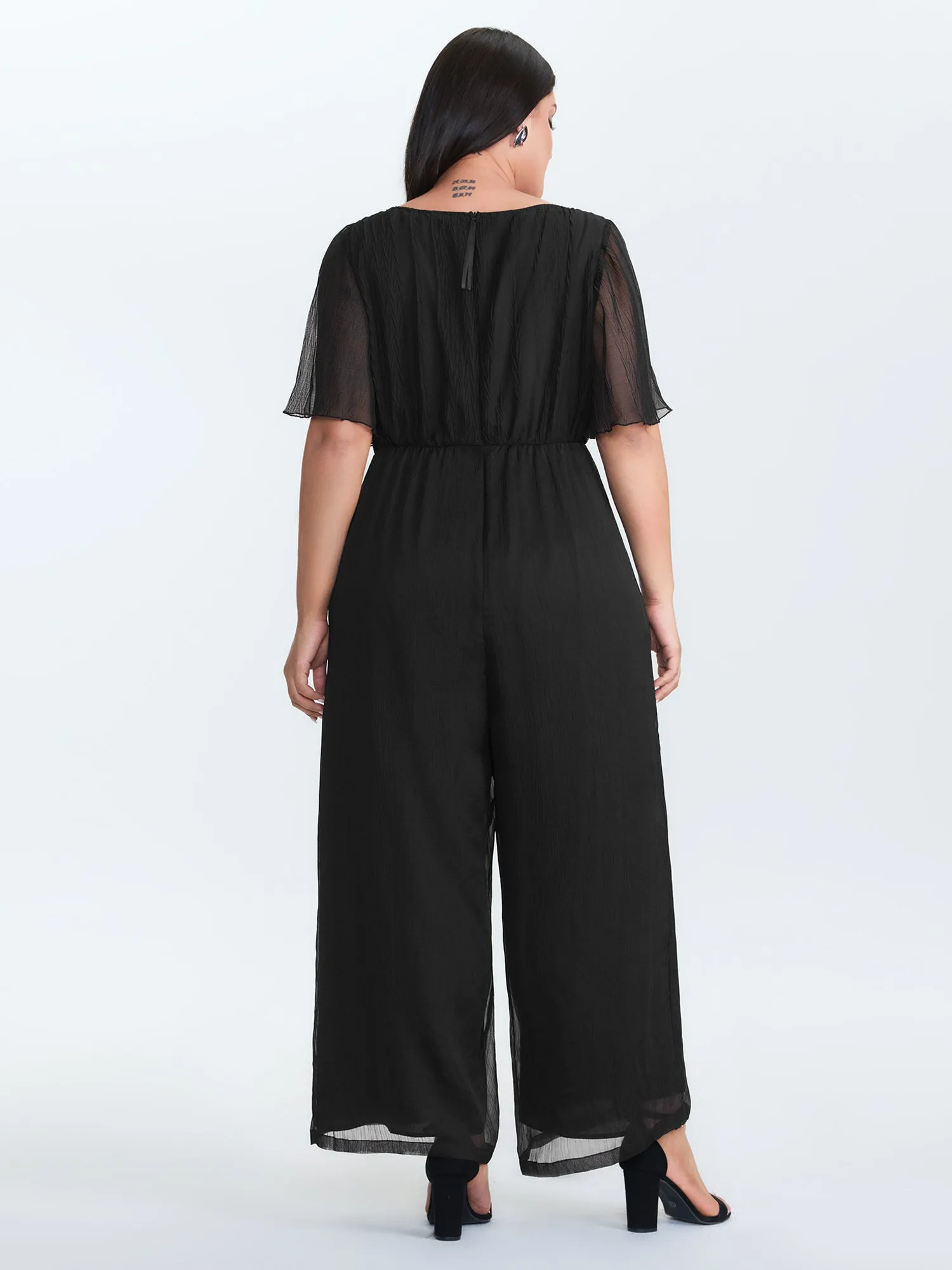 Sheer Textured Flowy Jumpsuit sold by Bloomchic product image thumbnail 4