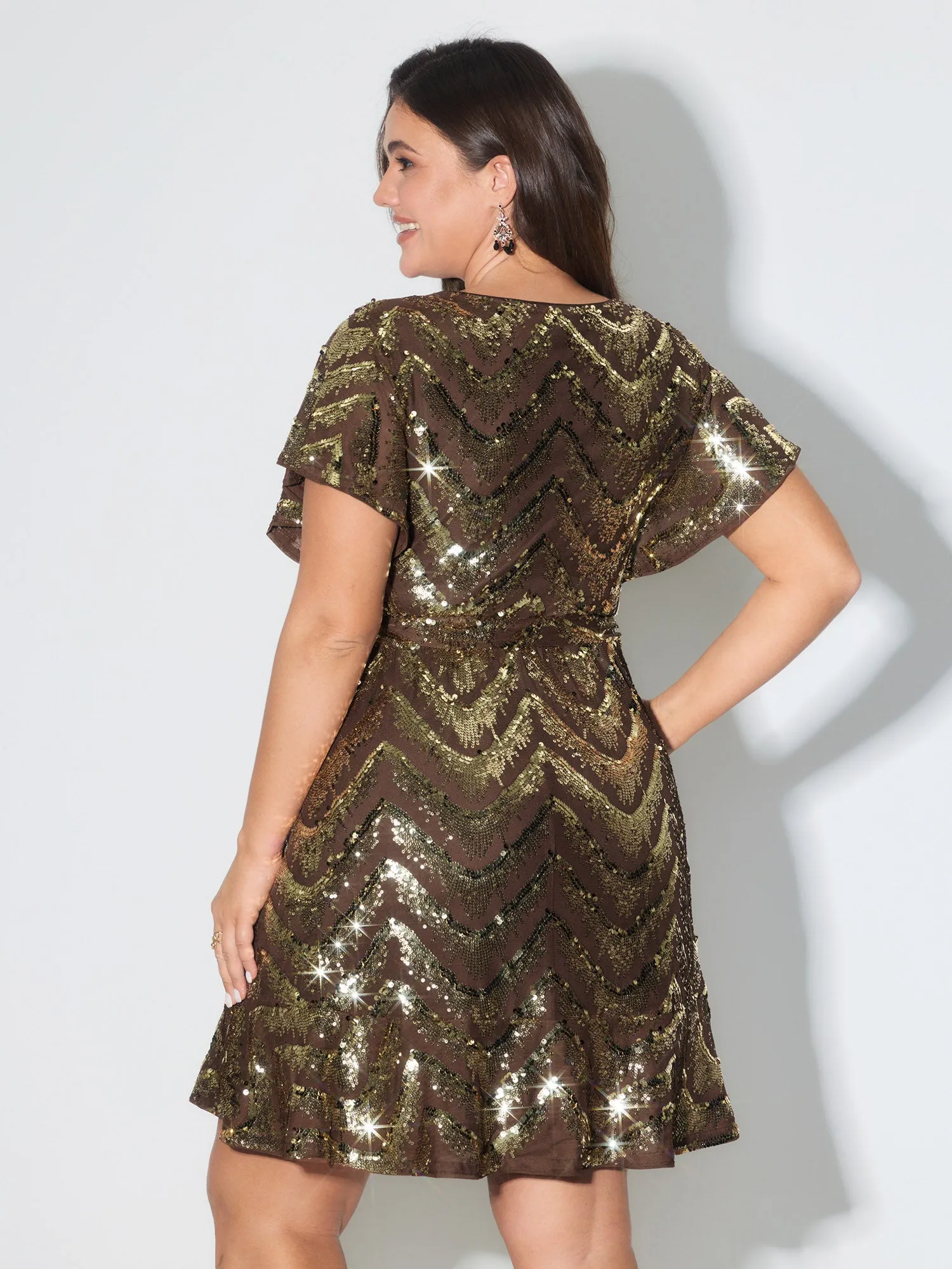 Sparkle Sequin V-Neck Mini Dress sold by Bloomchic product image thumbnail 4