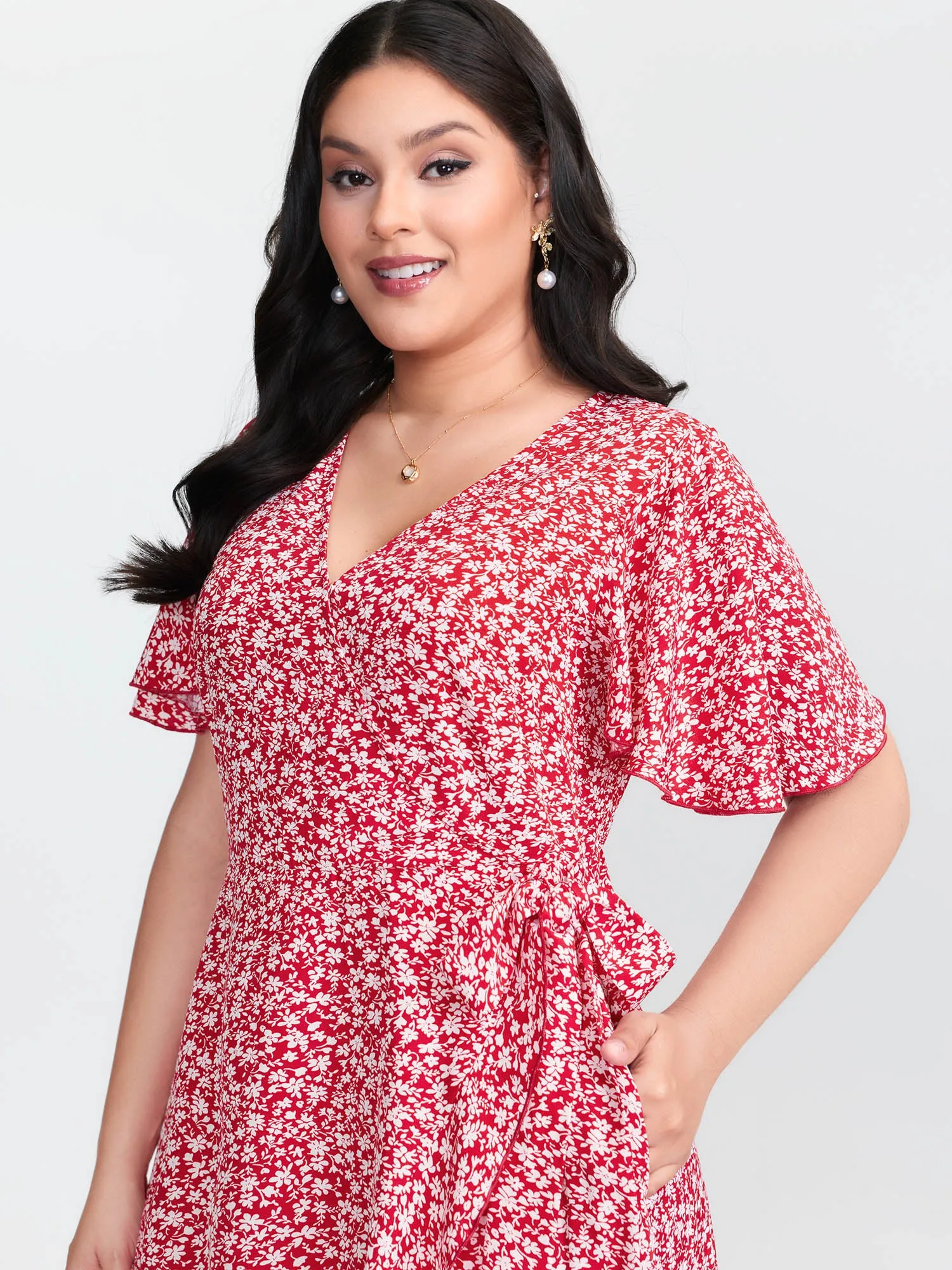 Ditsy Floral Print Flared Sleeve Maxi Dress sold by Bloomchic product image thumbnail 2