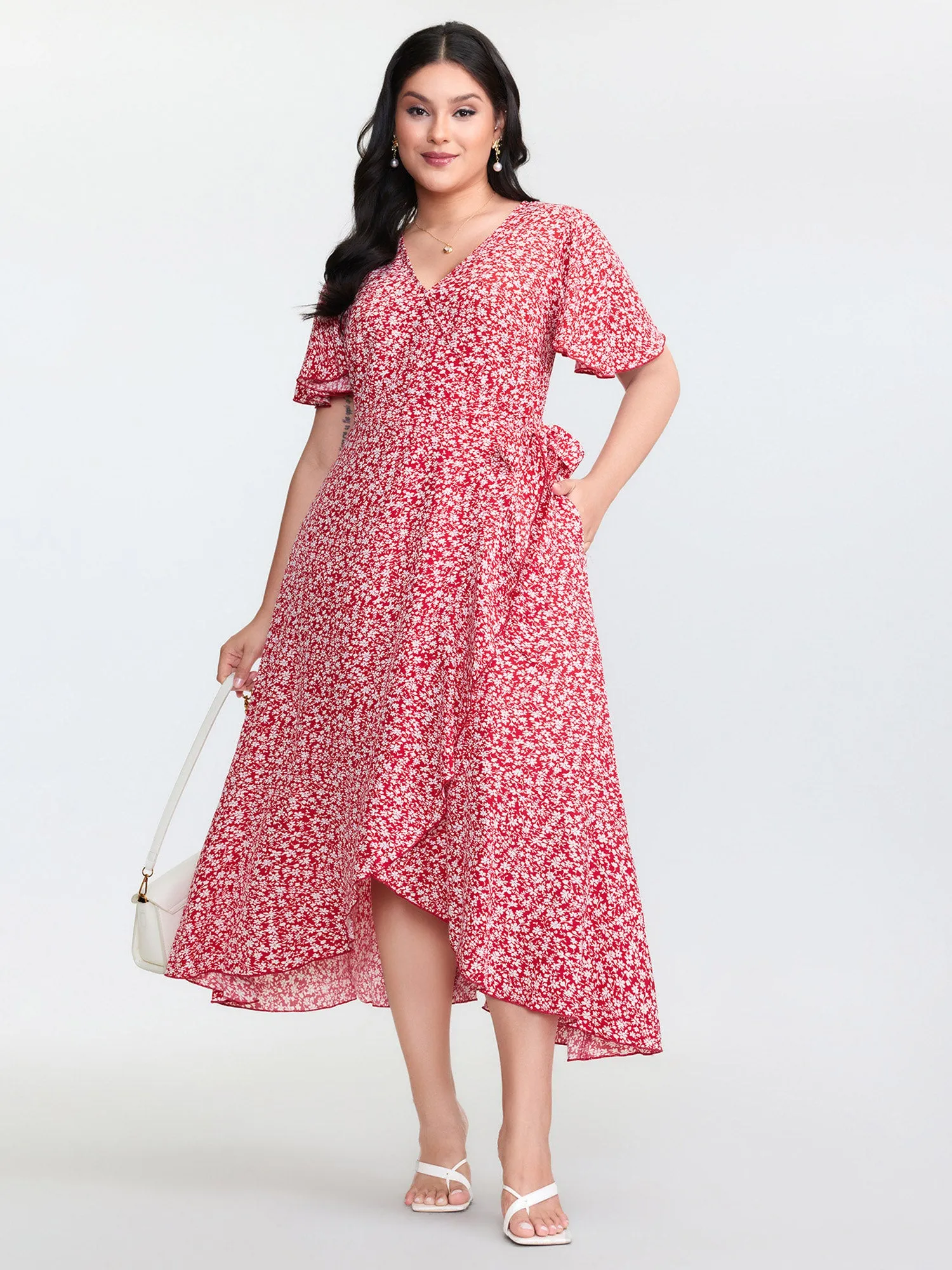 Ditsy Floral Print Flared Sleeve Maxi Dress sold by Bloomchic product image thumbnail 3