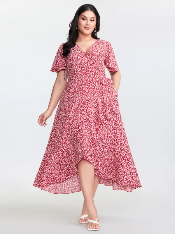 Ditsy Floral Print Flared Sleeve Maxi Dress made by Bloomchic