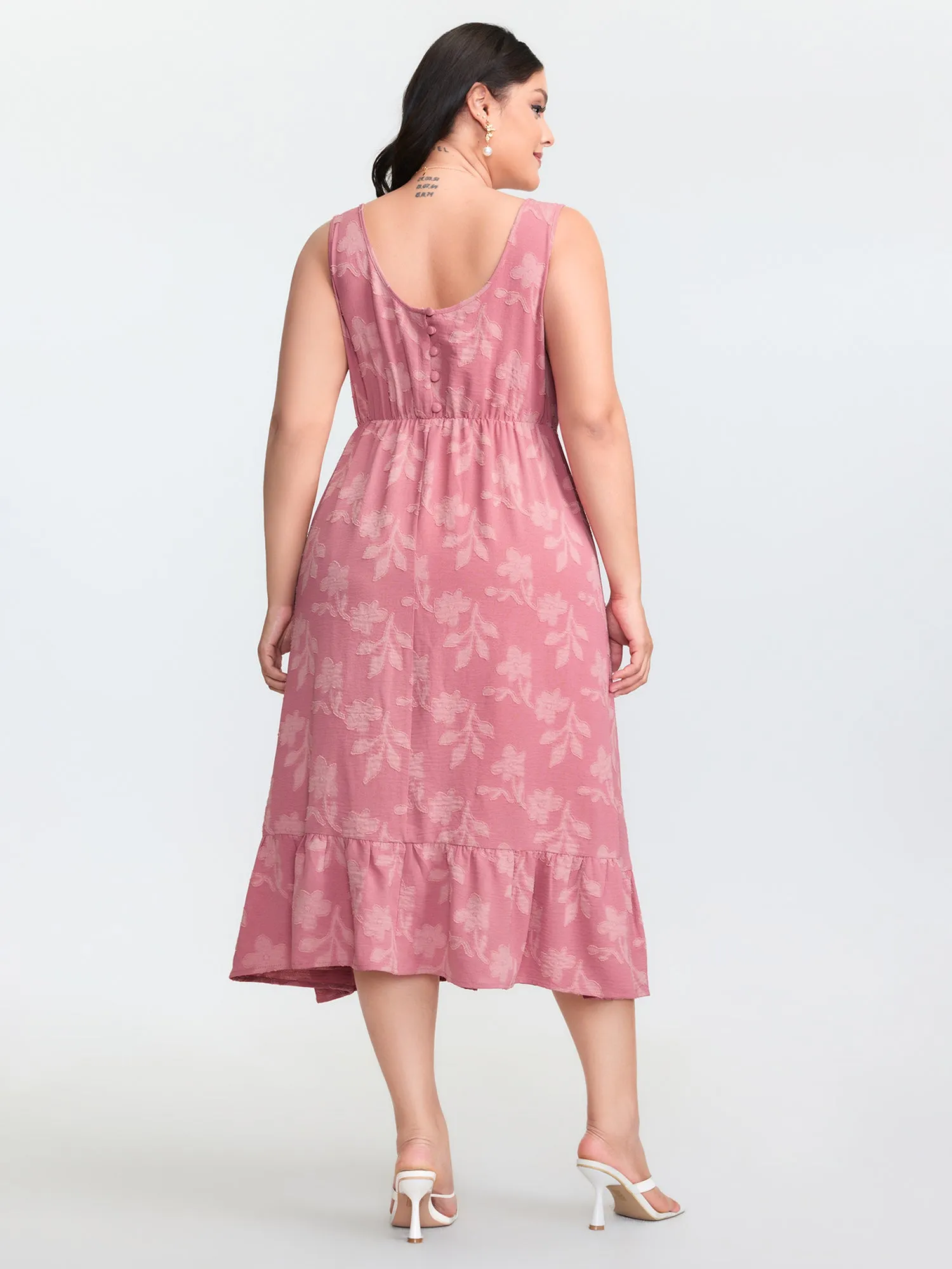 Soft Floral Pattern Ruffled Hem Midi Dress sold by Bloomchic product image thumbnail 5