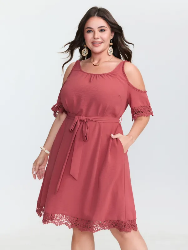 Off-Shoulder Waist Tie Midi Dress sold by Bloomchic