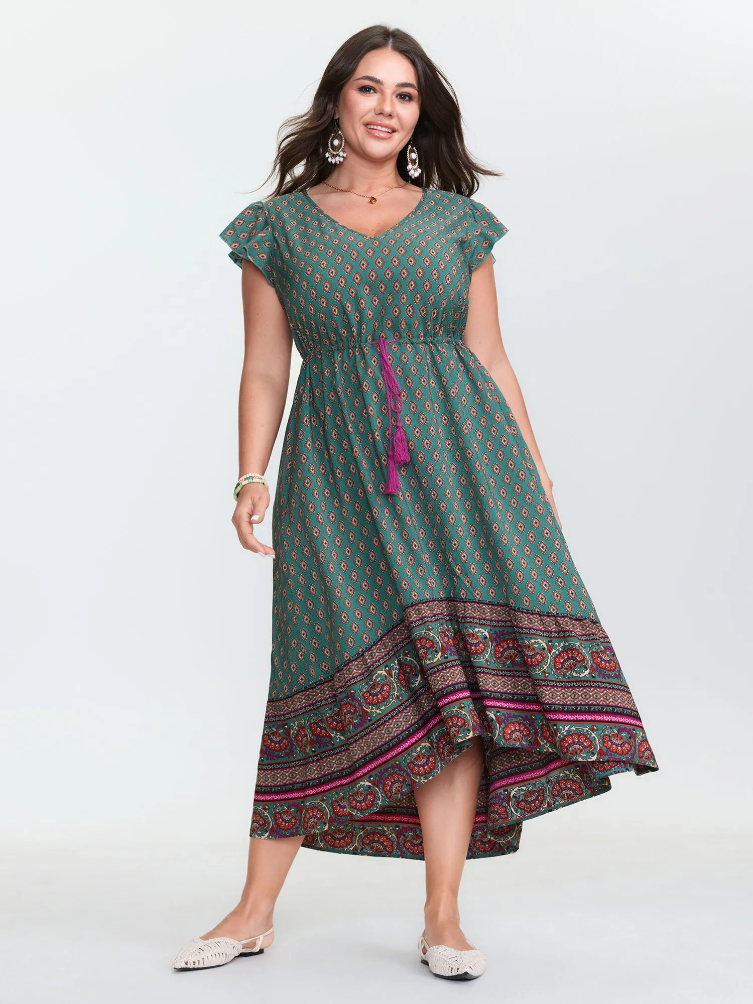 Floral Print High-Low Hem Midi Dress sold by Bloomchic product image thumbnail 3