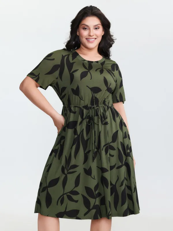 Stretchy Floral Print Waist Tie Midi Dress sold by Bloomchic