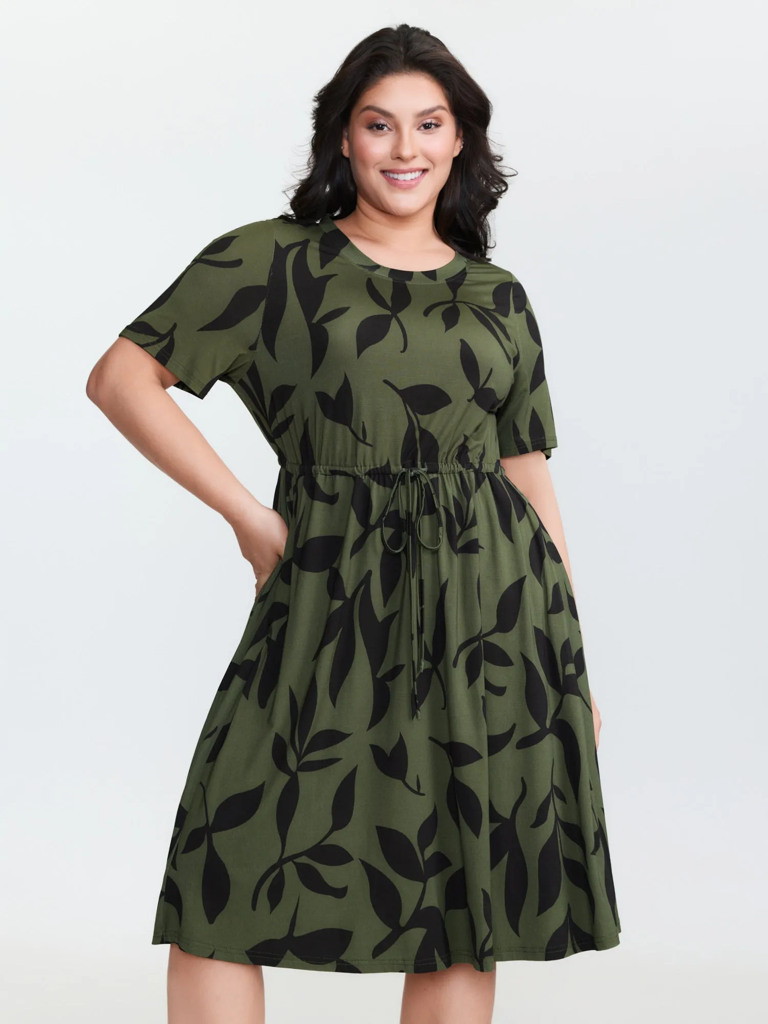 Stretchy Floral Print Waist Tie Midi Dress sold by Bloomchic
