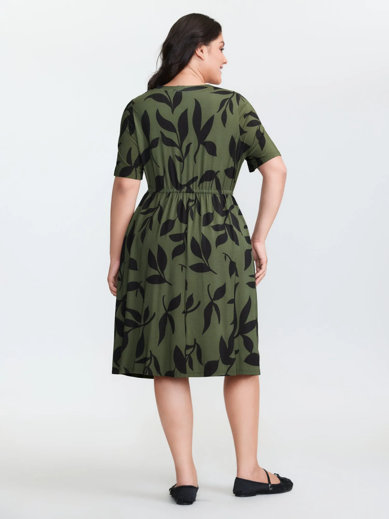 Stretchy Floral Print Waist Tie Midi Dress sold by Bloomchic product image thumbnail 5