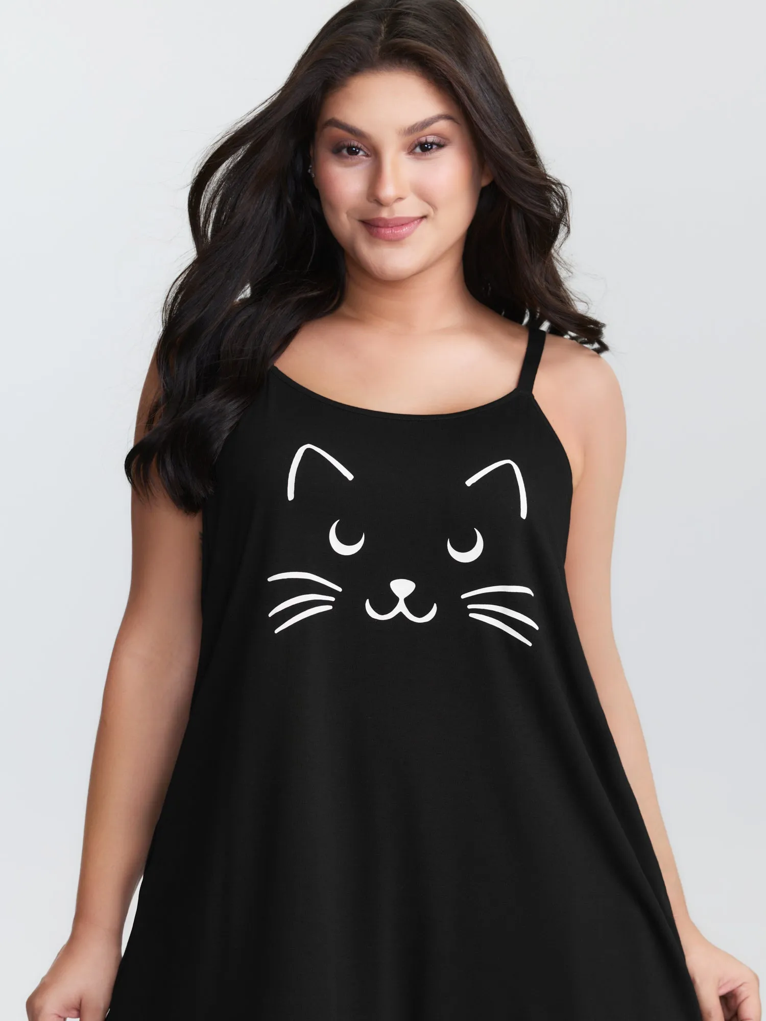 Stretchy Cat Print Cami Nightgown sold by Bloomchic product image thumbnail 2