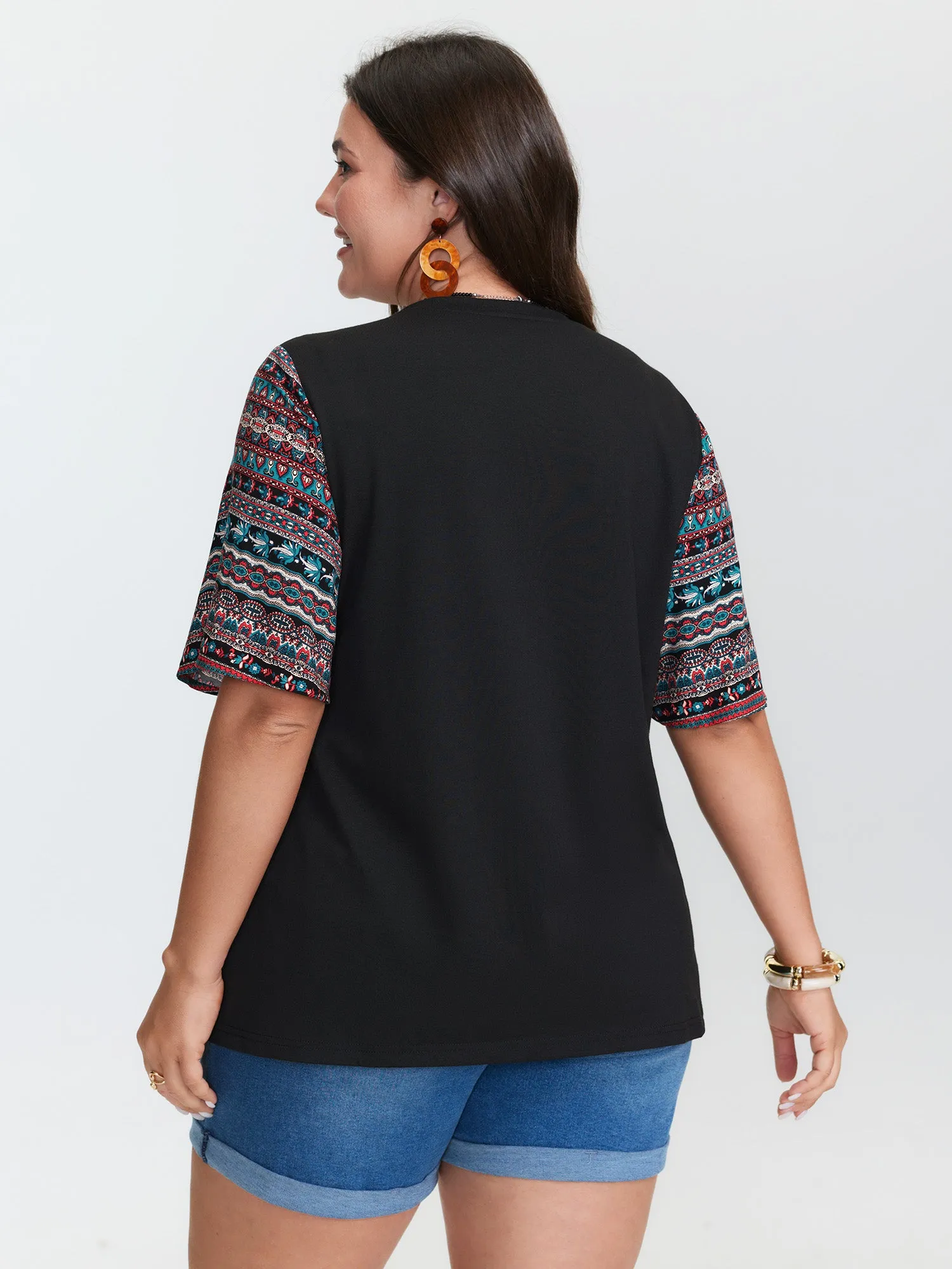Colorful Boho Sleeve V-Neck Blouse sold by Bloomchic product image thumbnail 4