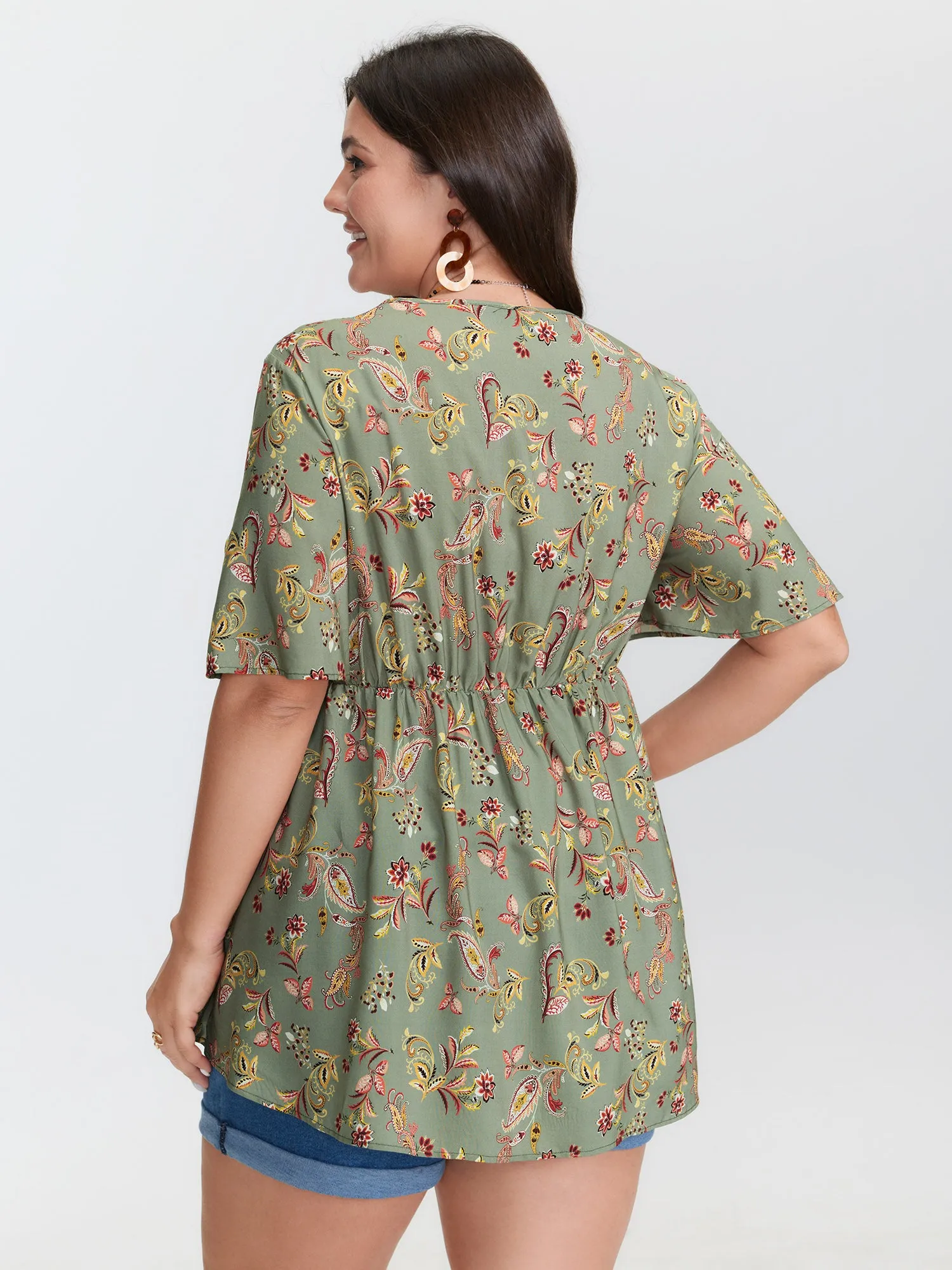 Breezy Floral Print Stretchy Waist Blouse sold by Bloomchic product image thumbnail 4
