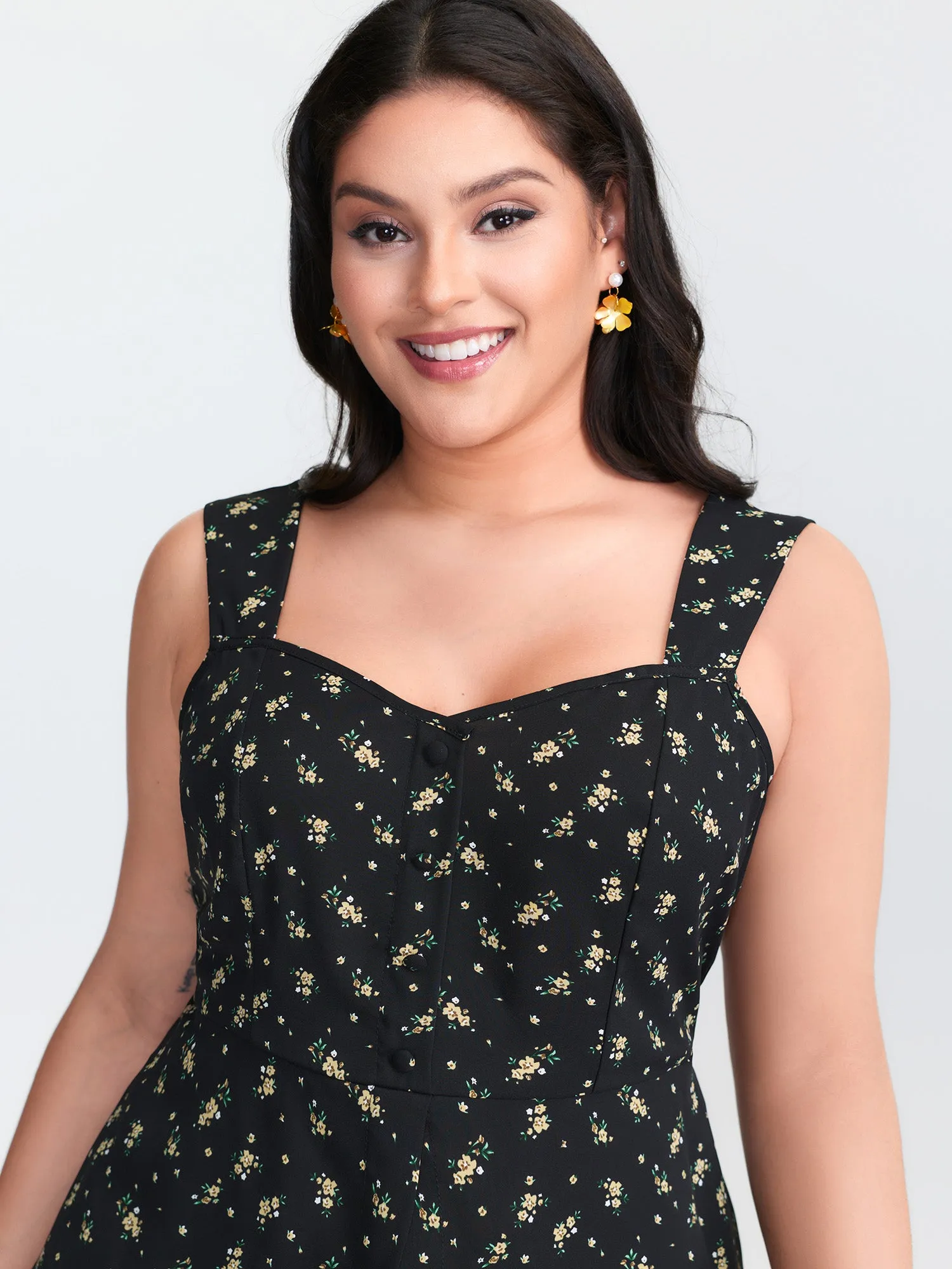 Floral Print Shirred Cinched-Waist Tank Top sold by Bloomchic product image thumbnail 2